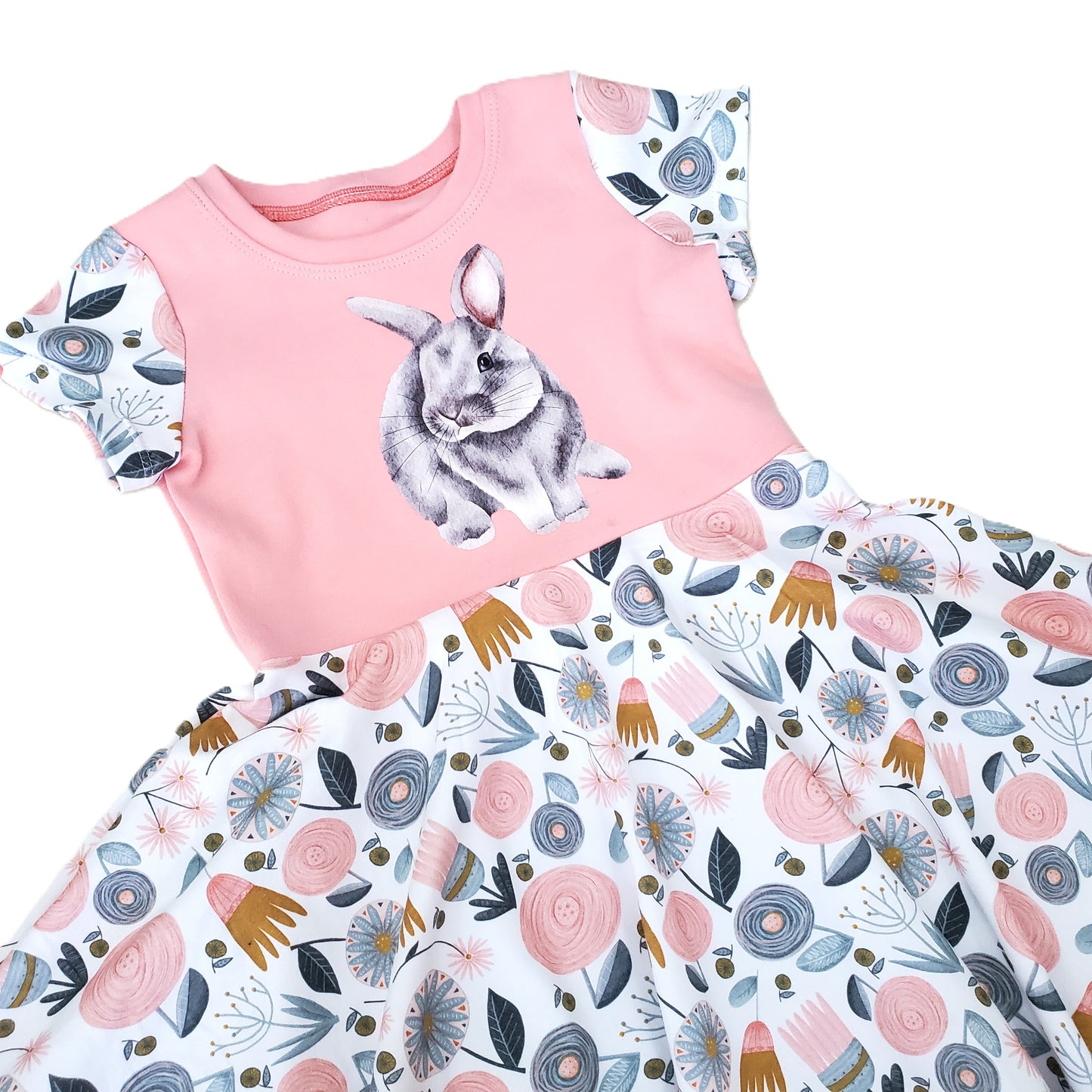Gray Bunny Dress for Kids in Organic Cotton Jersey
