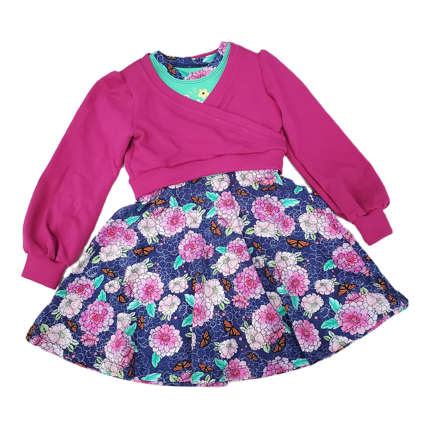 Floral Dress with Sweater for Kid's in Organic Cotton