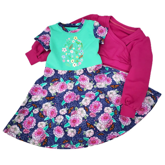 Floral Dress with Sweater for Kid's in Organic Cotton