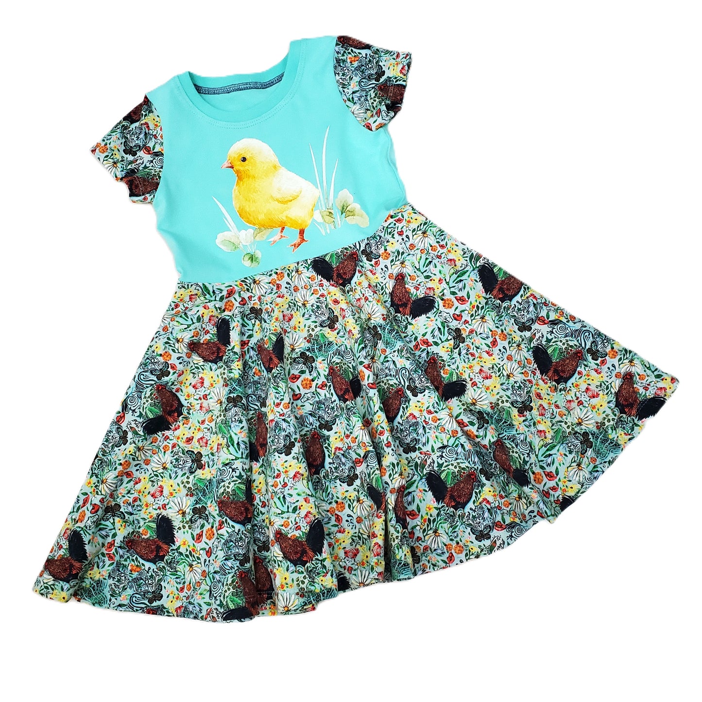 Chicken Dress for Kids in Organic Cotton Jersey