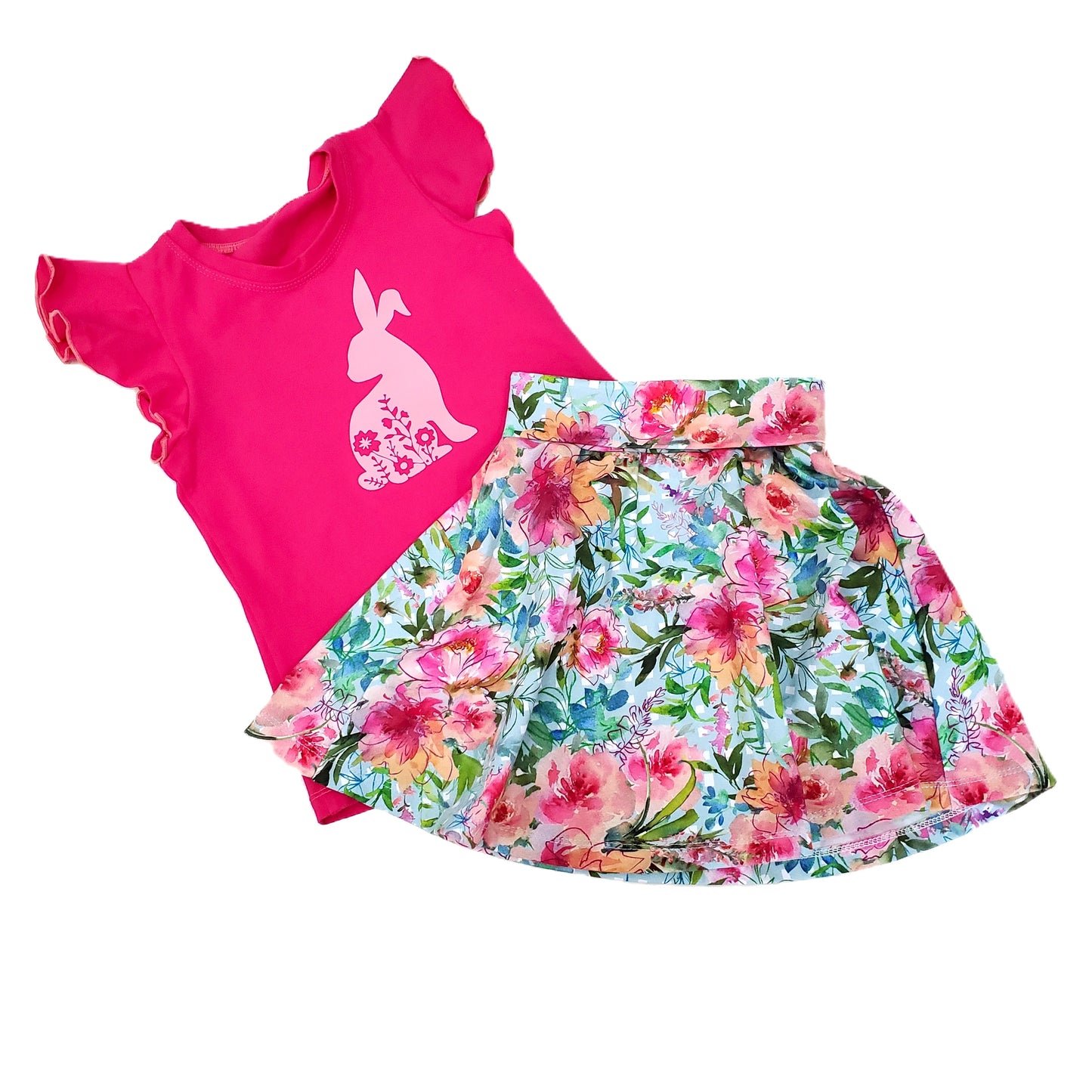 Floral Skirt Set for Children in Organic Cotton Jersey Knit