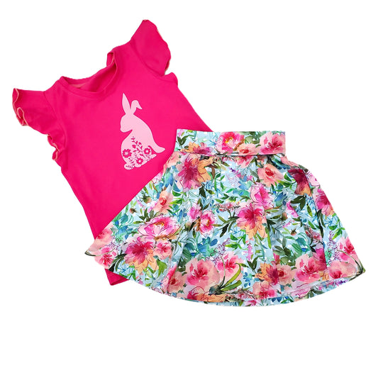Floral Skirt Set for Children in Organic Cotton Jersey Knit