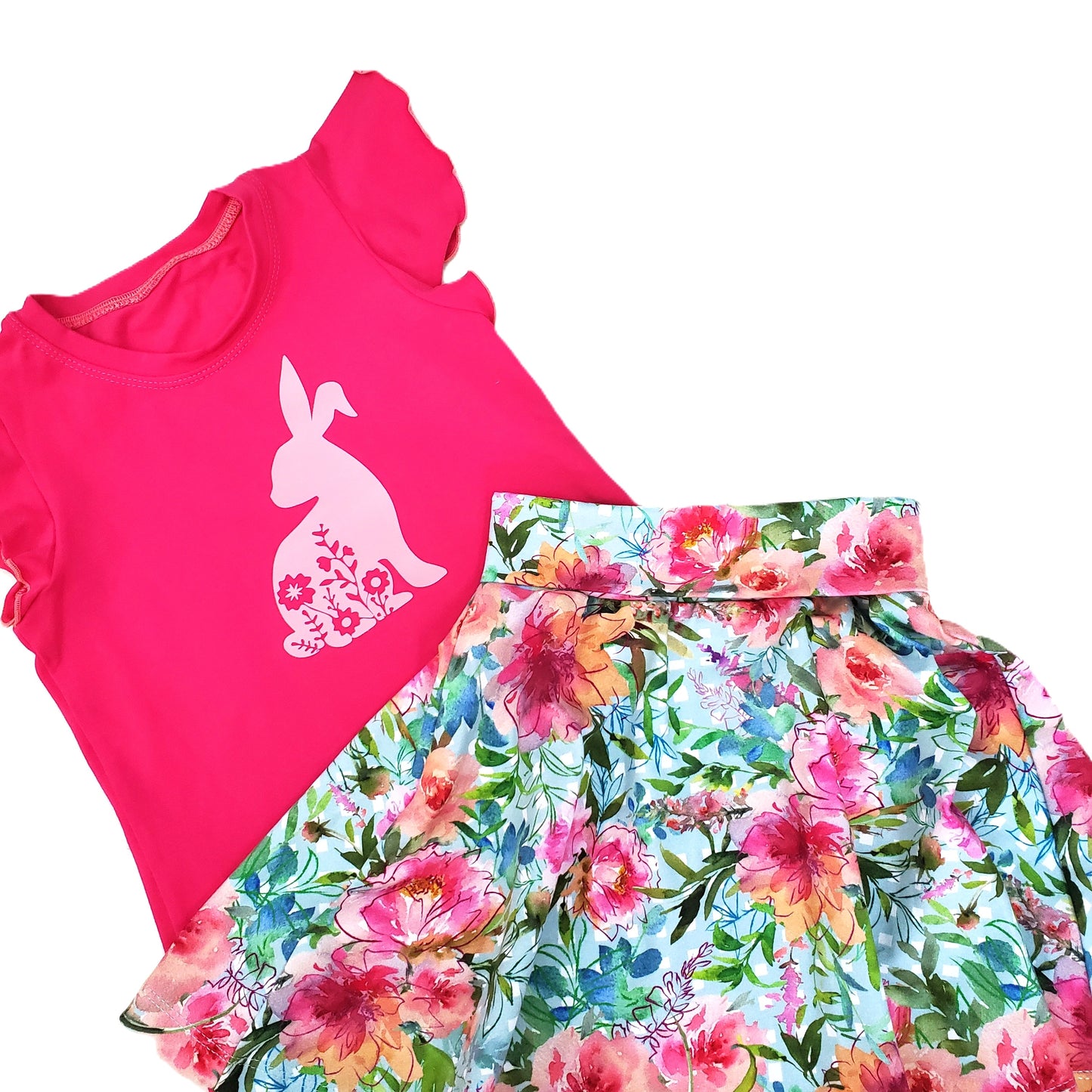 Floral Skirt Set for Children in Organic Cotton Jersey Knit
