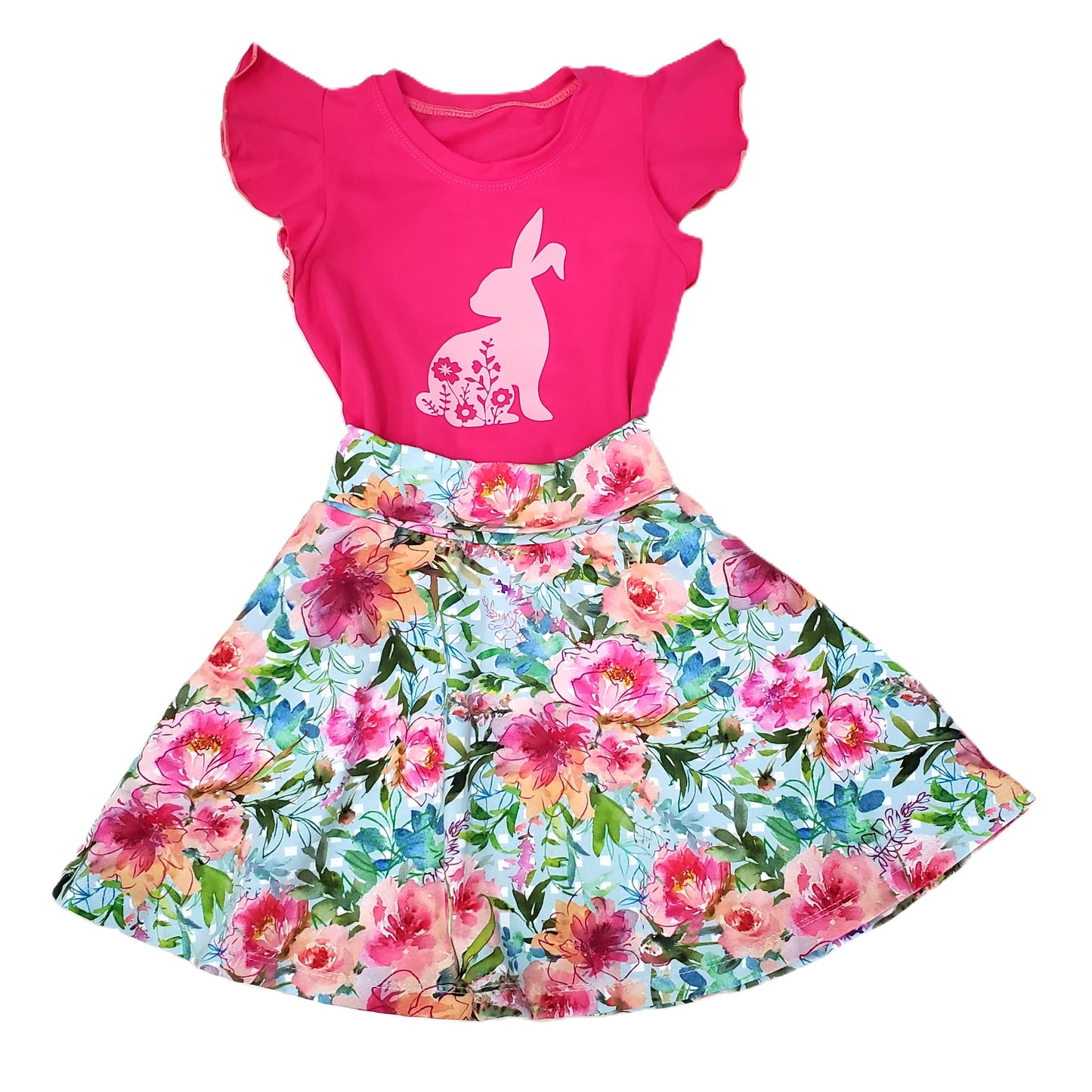 Floral Skirt Set for Children in Organic Cotton Jersey Knit