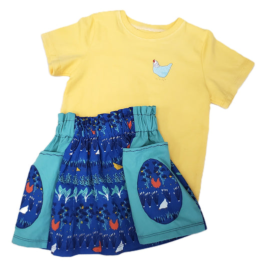 Chicken Pocket Skirt & Tee for Kid's in Organic Cotton