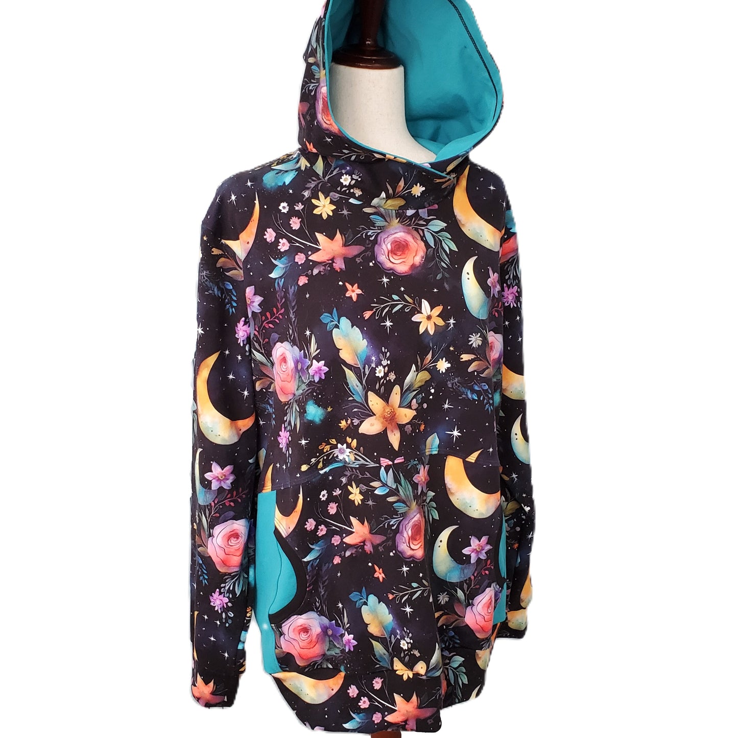 Moon, Stars and Floral Hoodie for Women