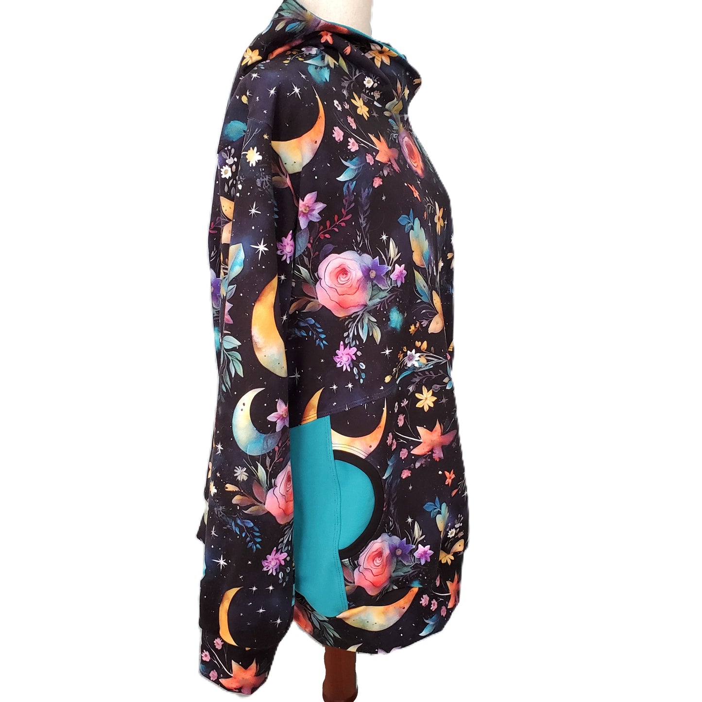 Moon, Stars and Floral Hoodie for Women