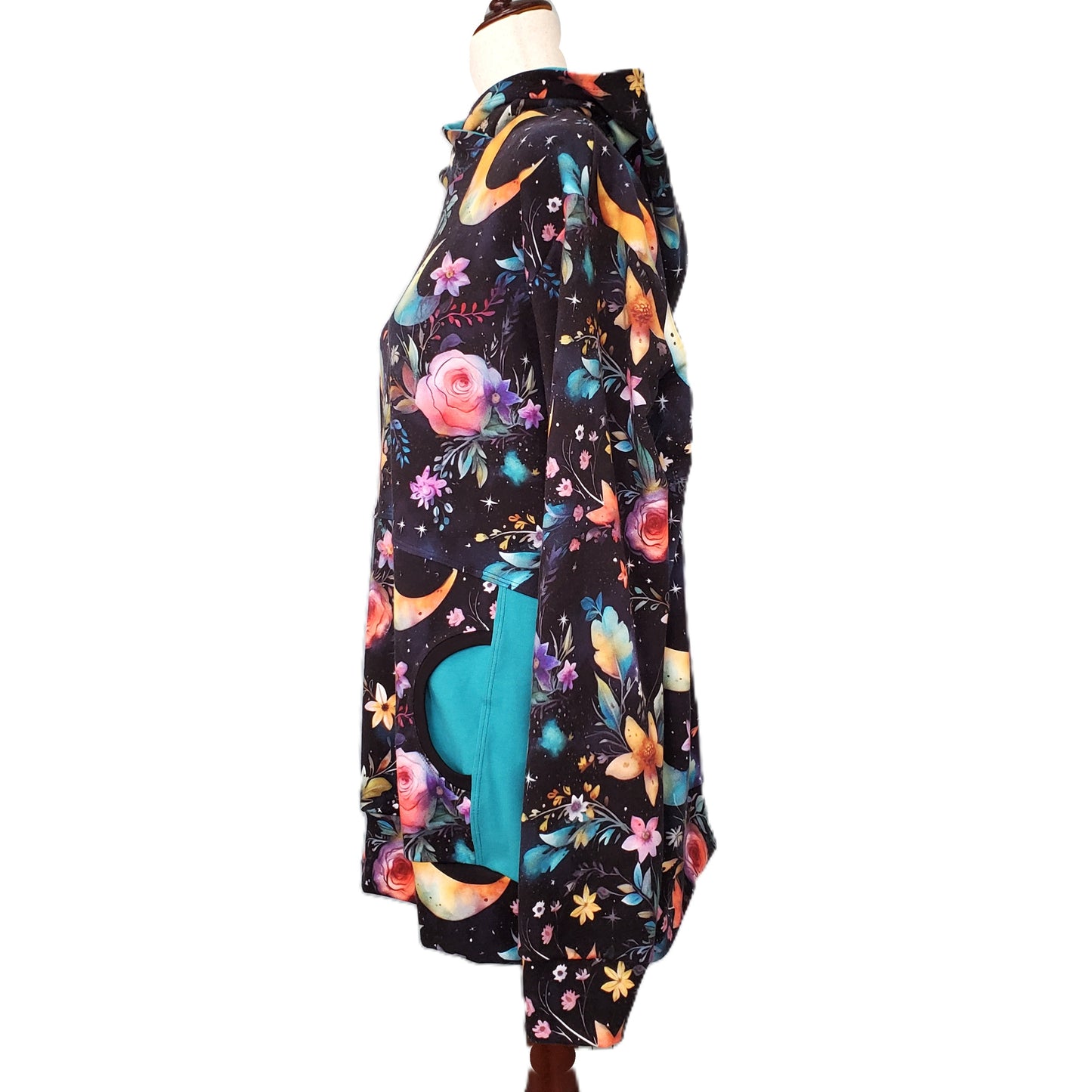 Moon, Stars and Floral Hoodie for Women