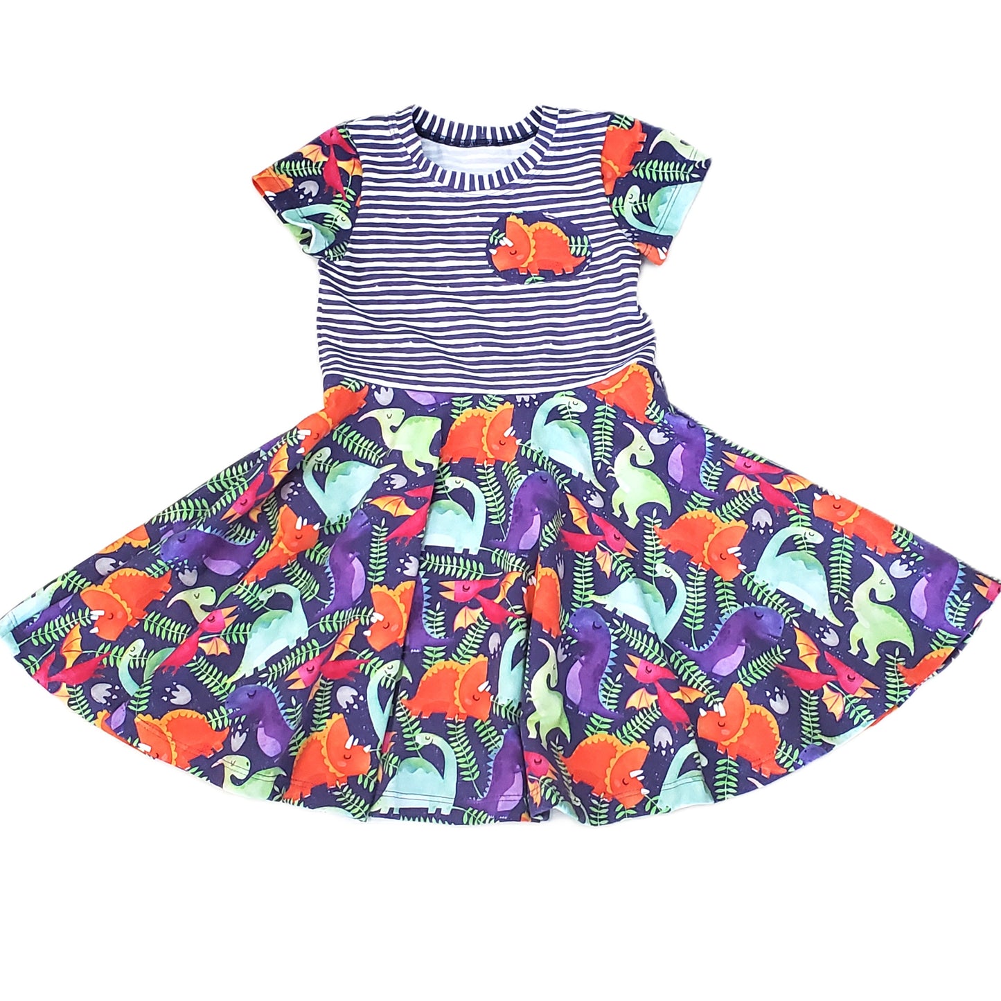 Twirly Dinosaur Dress for Kids in Organic Cotton Jersey