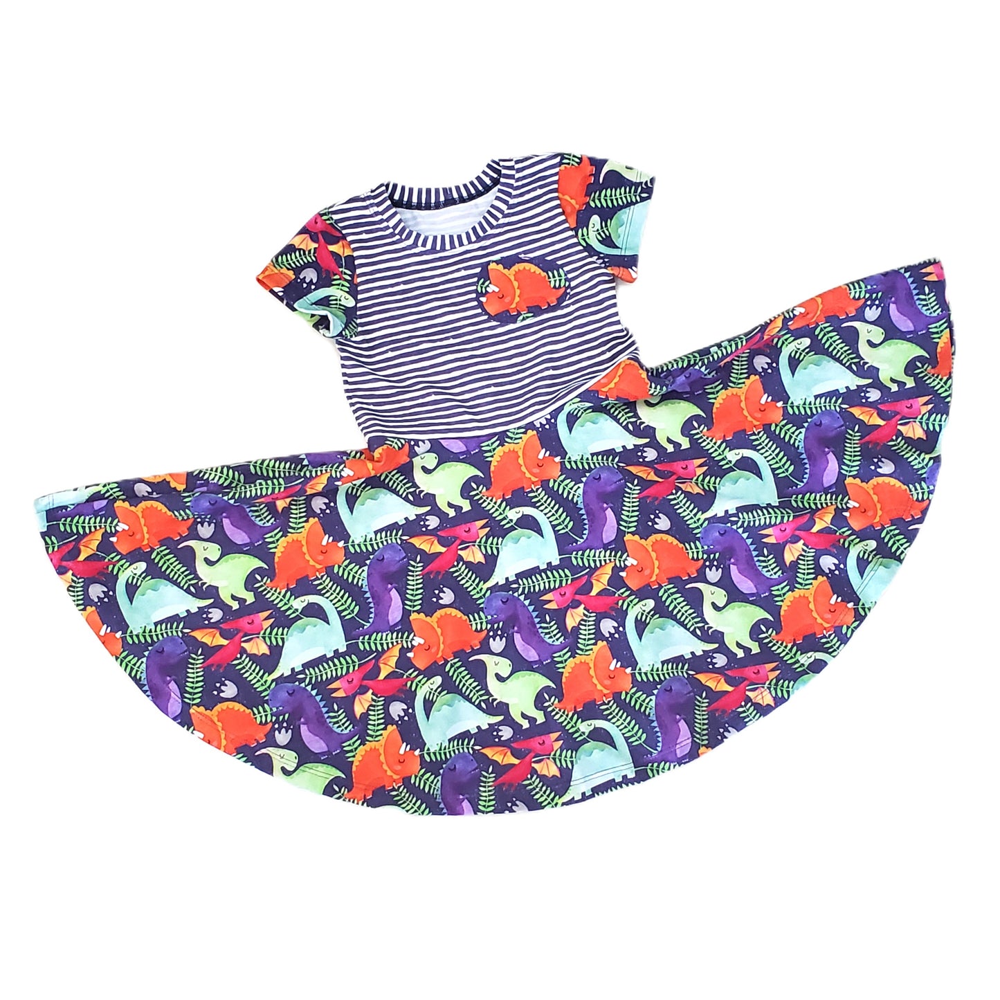 Twirly Dinosaur Dress for Kids in Organic Cotton Jersey