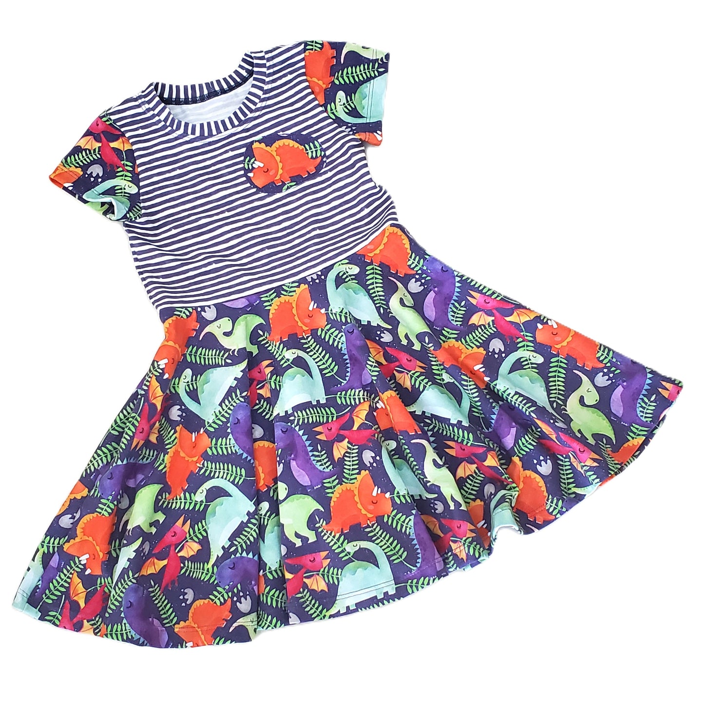 Twirly Dinosaur Dress for Kids in Organic Cotton Jersey