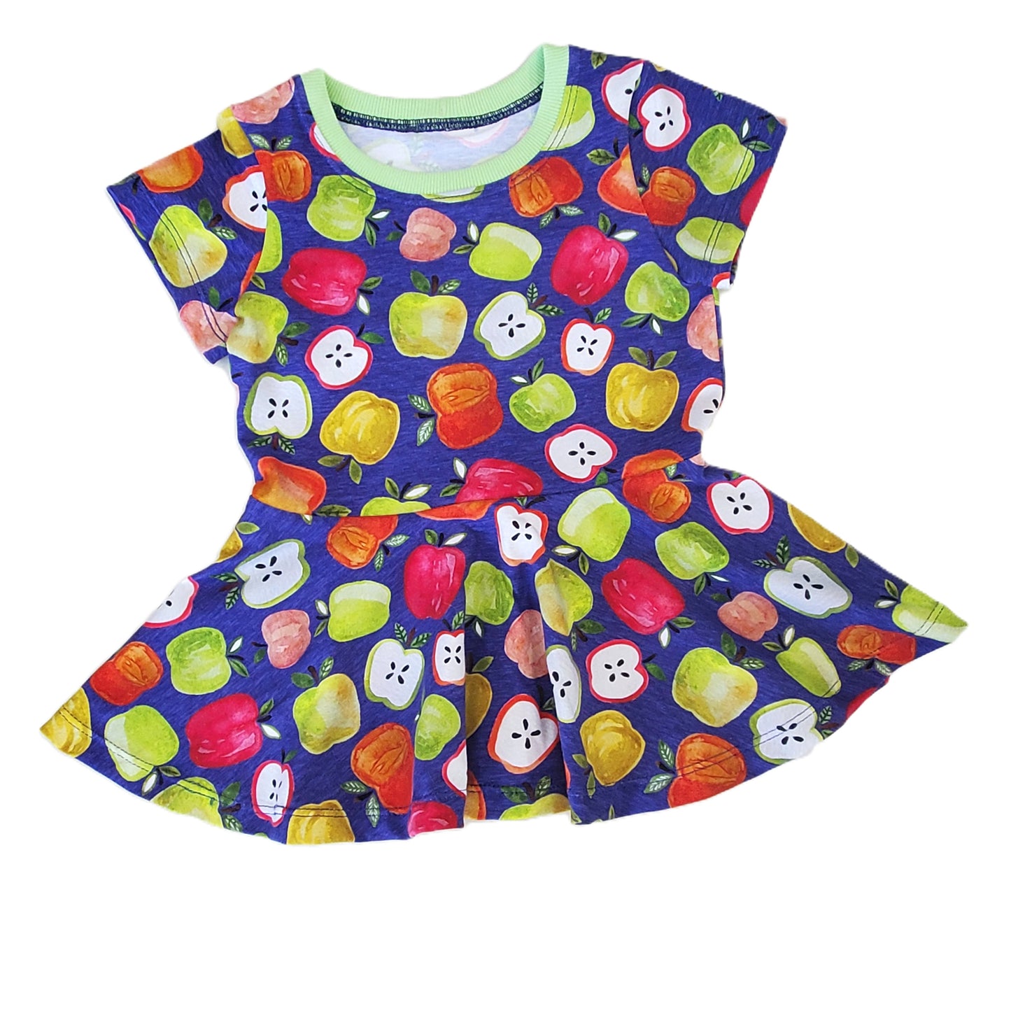 Apple Peplum Top for Girls in Organic Cotton Jersey