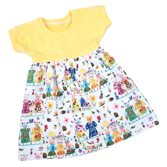 Children's Kitty BFFS Toddler Dress in Organic Cotton