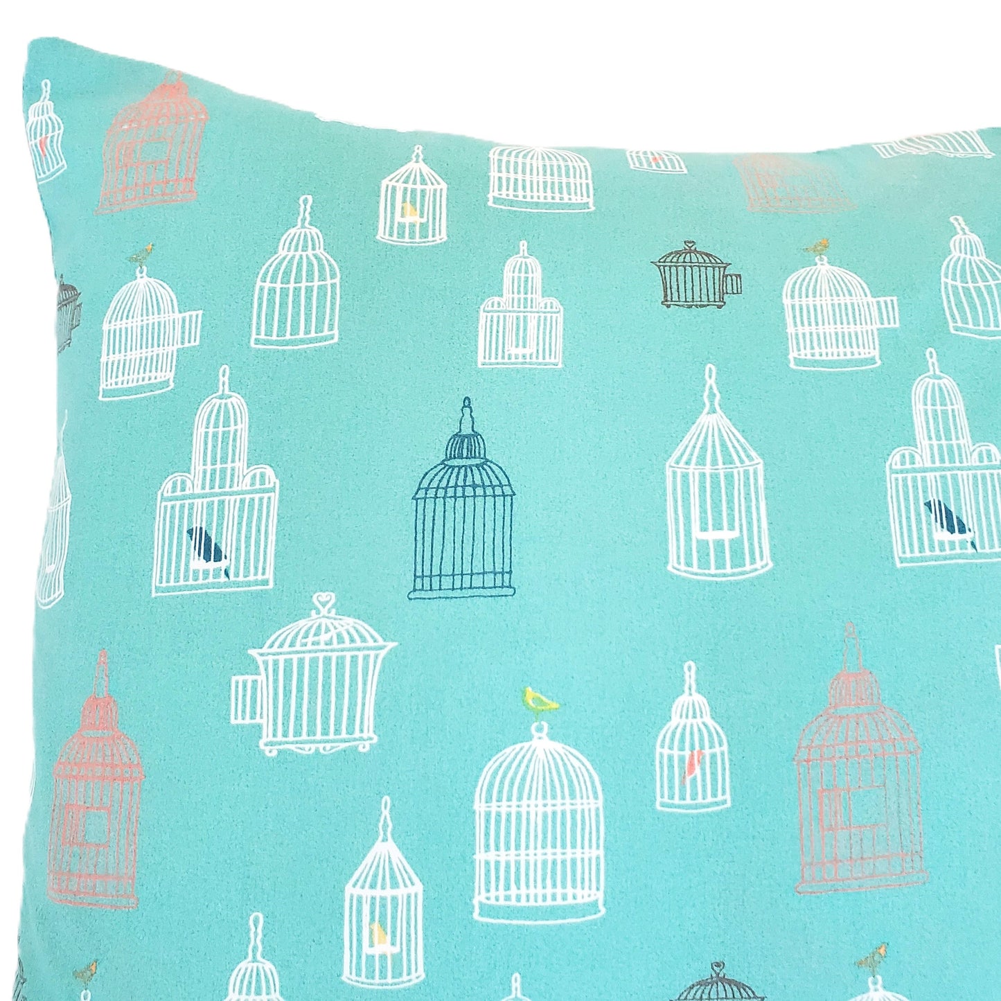 Organic Cotton Accent Pillow in Birdcage Print