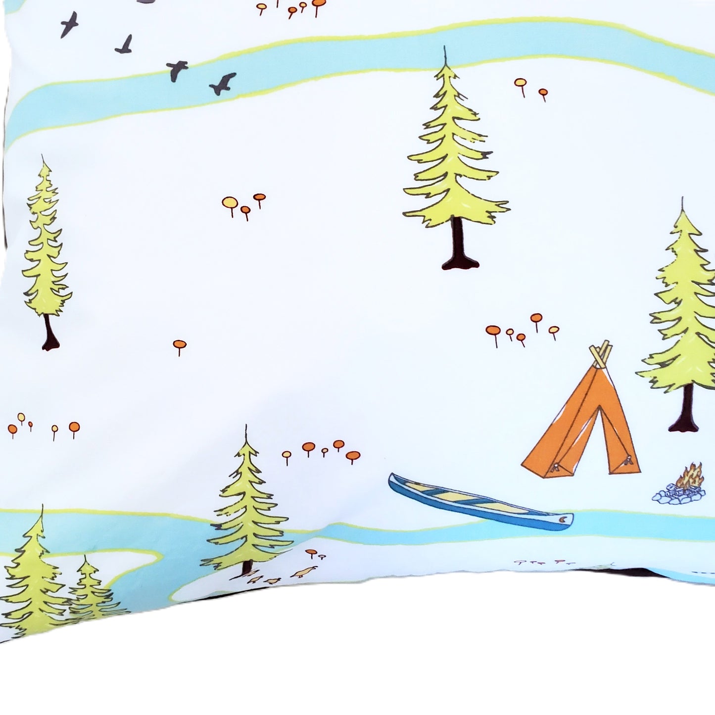 Camping Themed Throw Pillow Cover in Organic Cotton