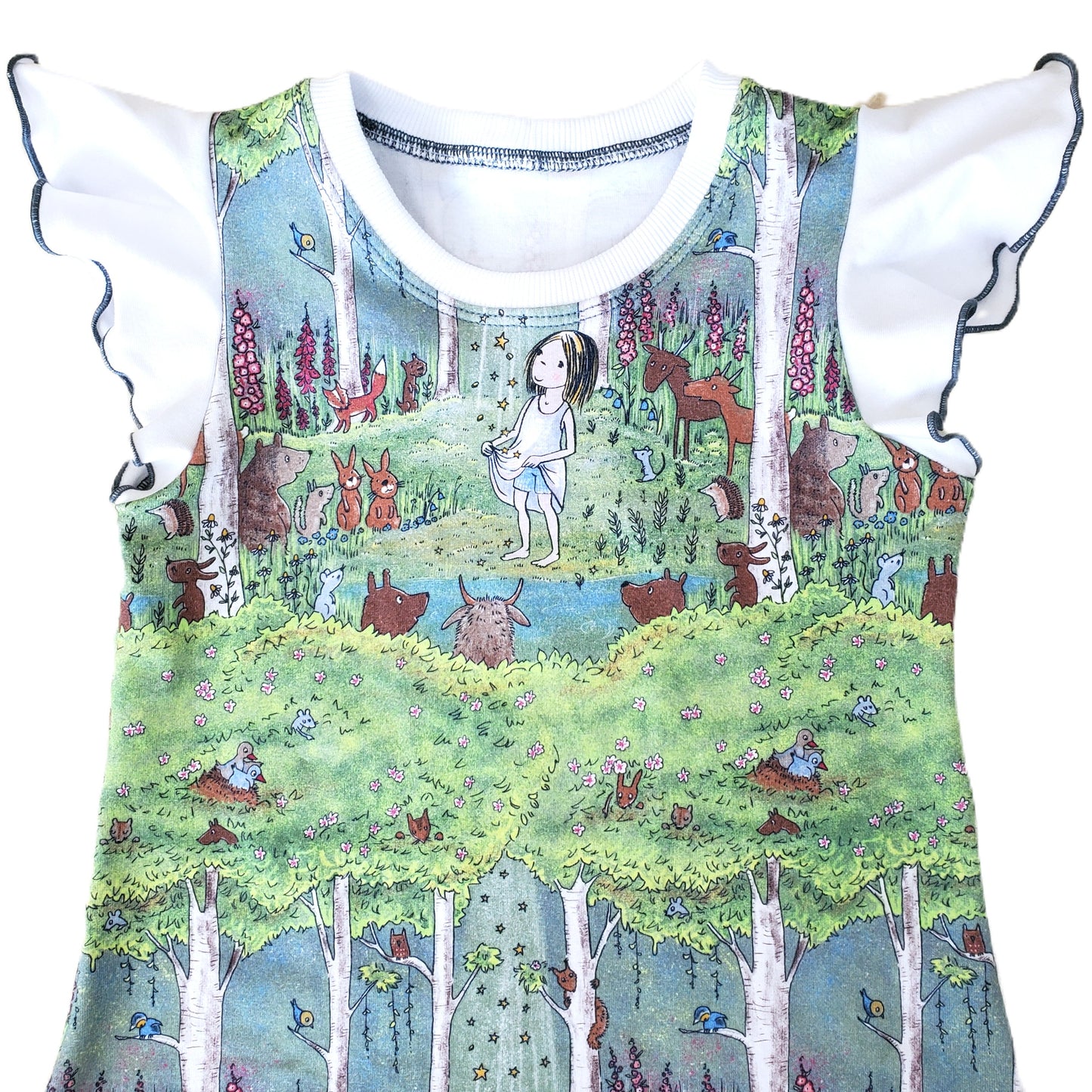 Children's Forest Friends Flutter Sleeve Top in Organic Jersey