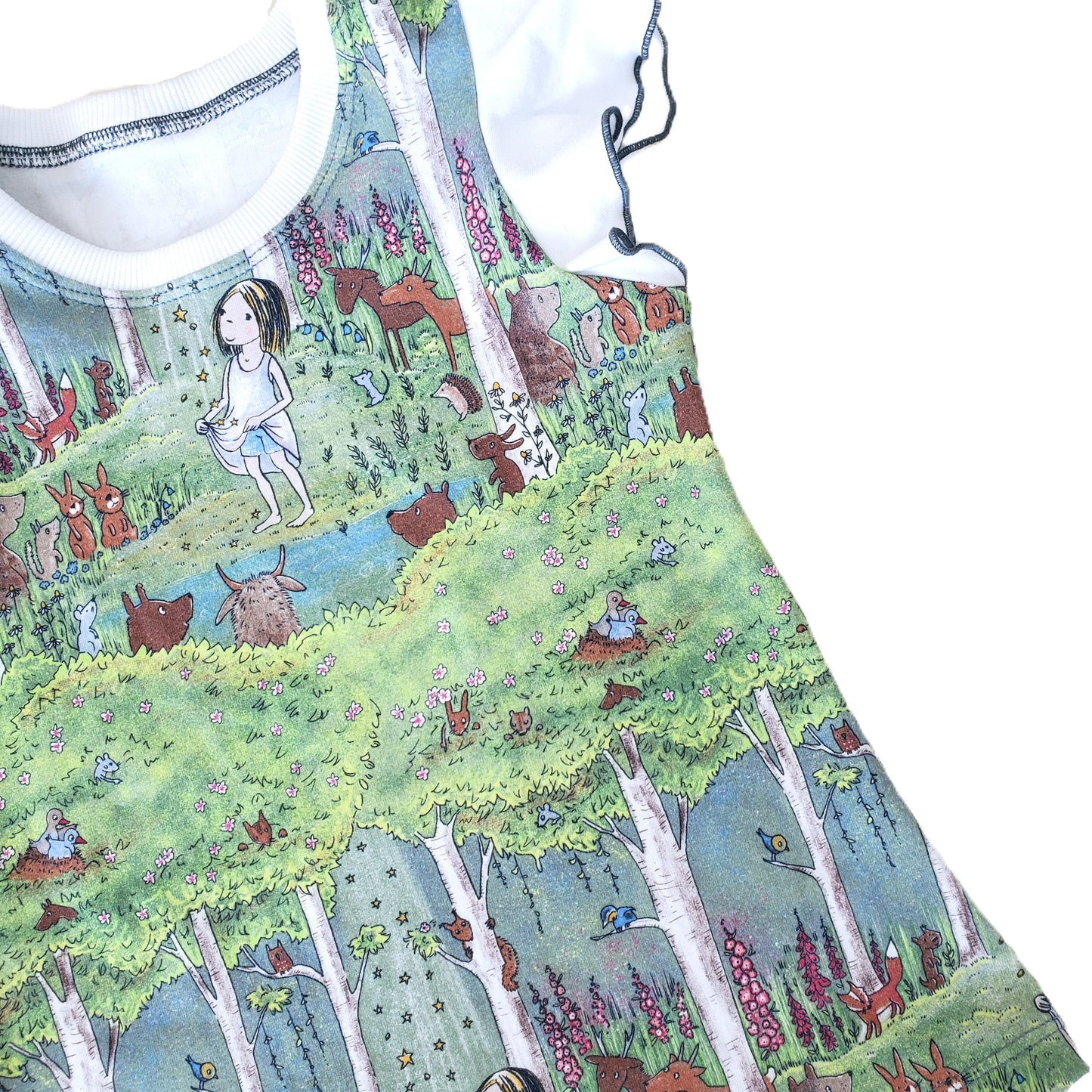 Children's Forest Friends Flutter Sleeve Top in Organic Jersey