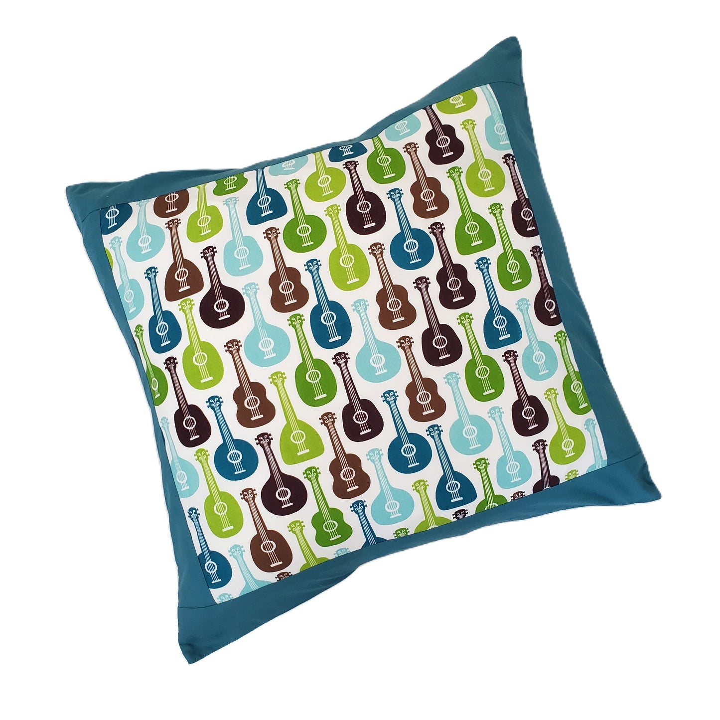 Guitar Print Throw Pillow Cover in Organic Cotton