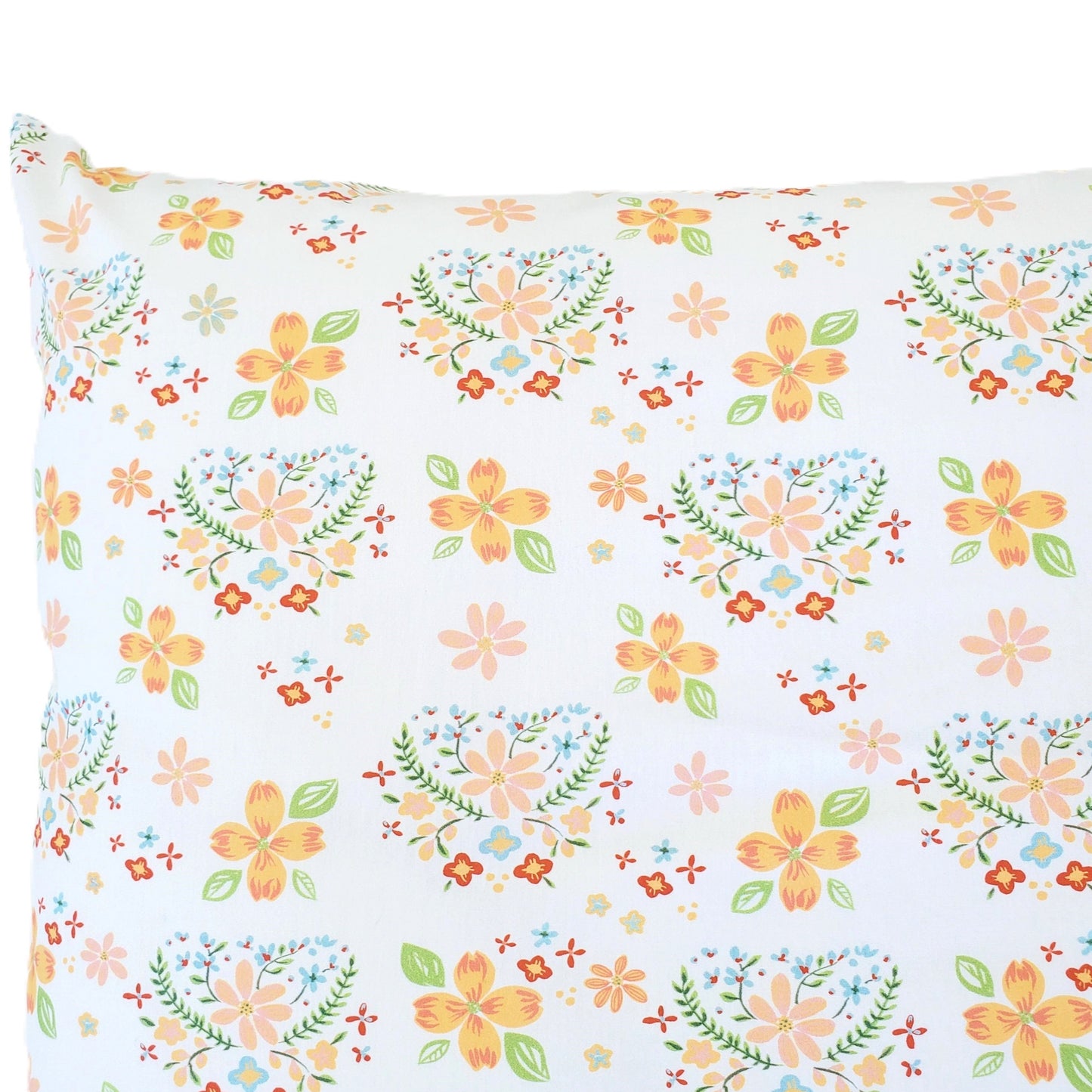 Organic Cotton Pillowcases in Floral Heart Print in a Variety of Sizes