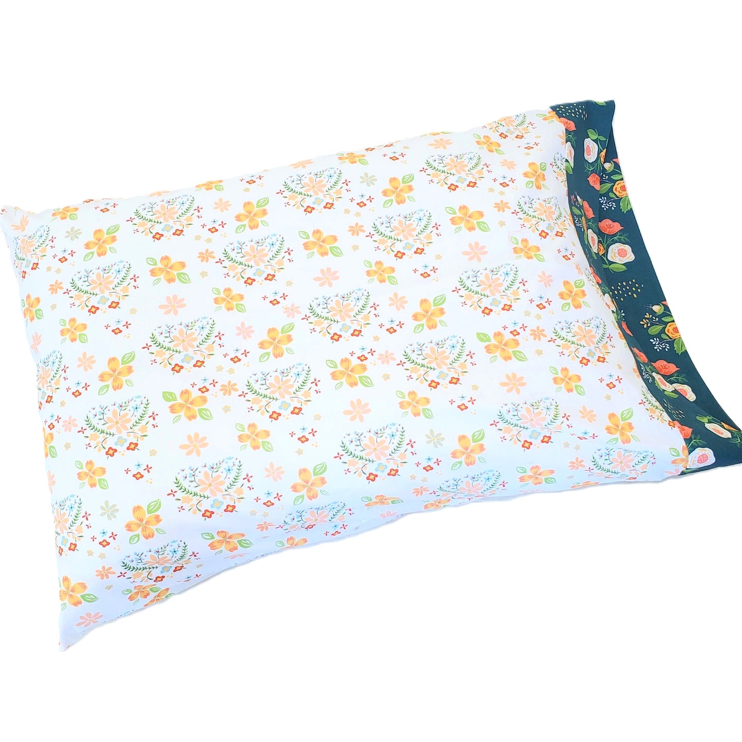 Organic Cotton Pillowcases in Floral Heart Print in a Variety of Sizes