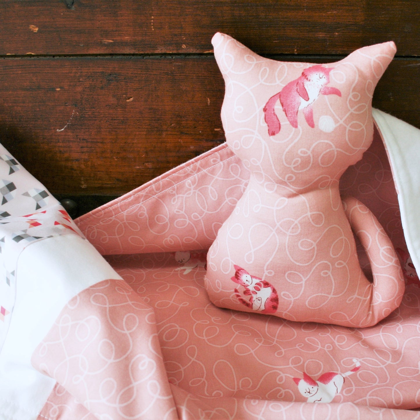 Pink Organic Cotton Baby & Toddler Blanket with Cats