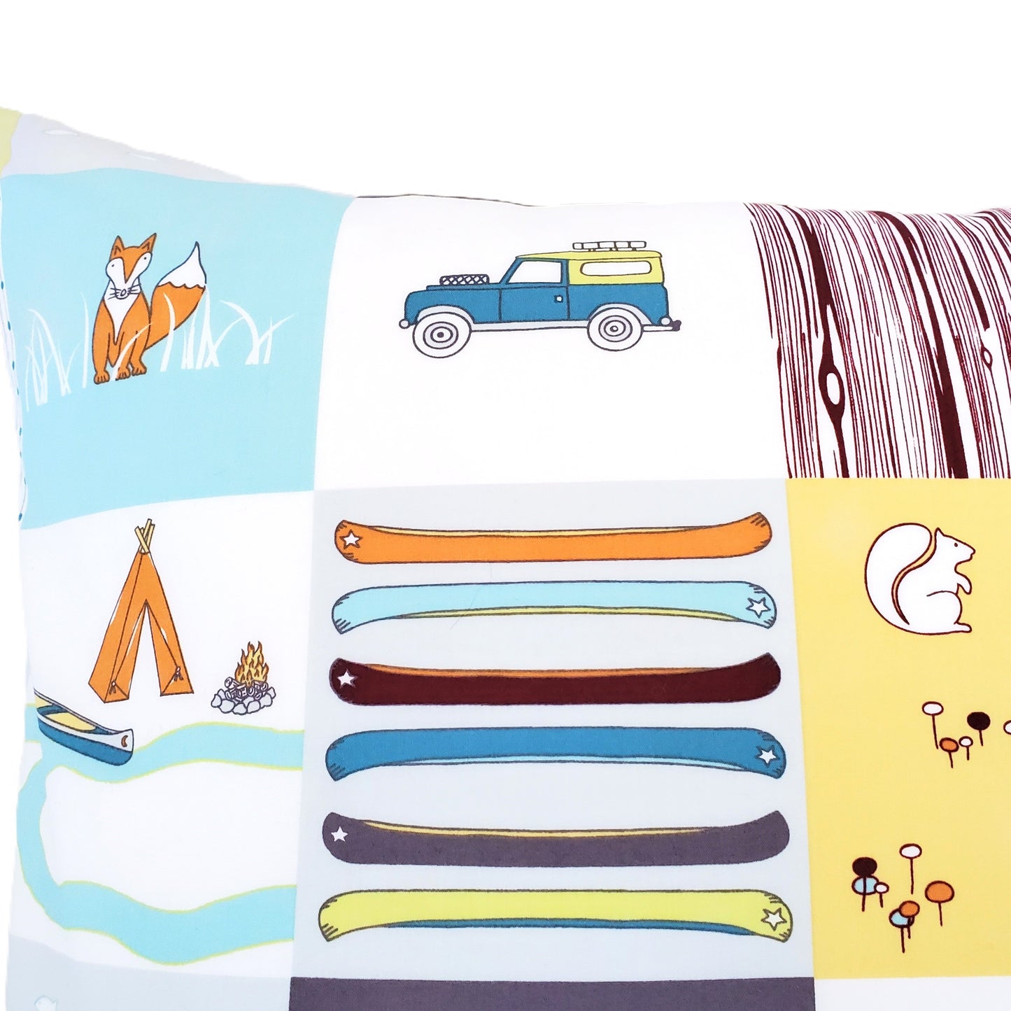 Organic Cotton Camping Themed Throw Pillow Cover