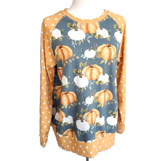 Pumpkin & Polka Dot Pullover in Organic Cotton Jersey