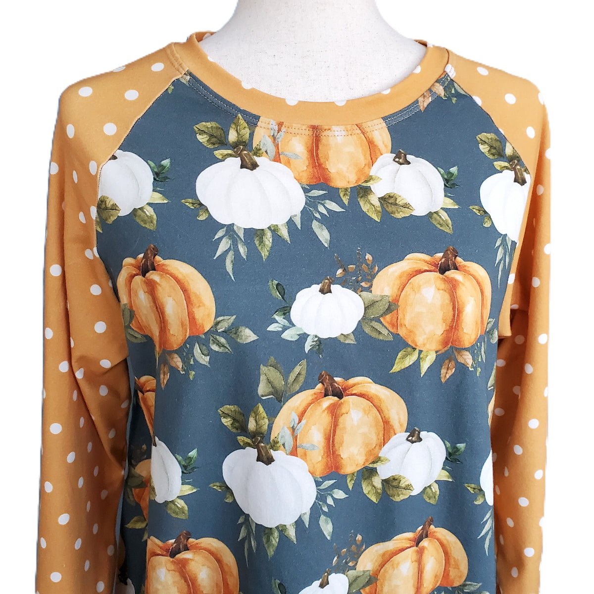 Pumpkin & Polka Dot Pullover in Organic Cotton Jersey