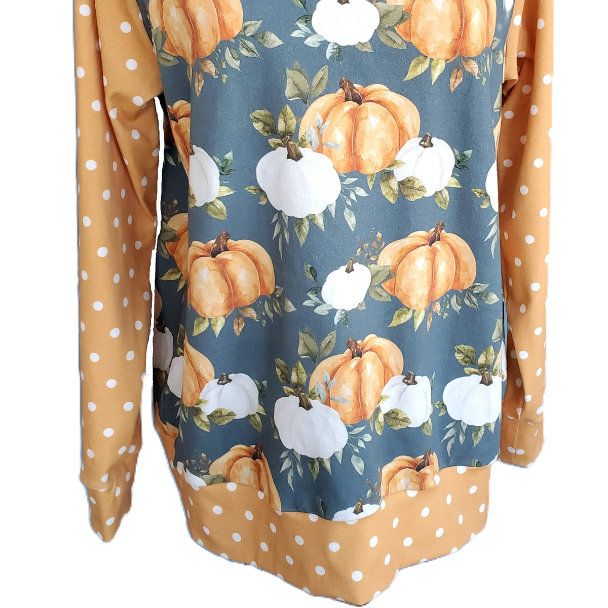 Pumpkin & Polka Dot Pullover in Organic Cotton Jersey