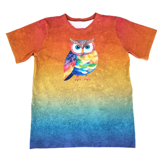 Rainbow Owl Tee Shirt for Kids