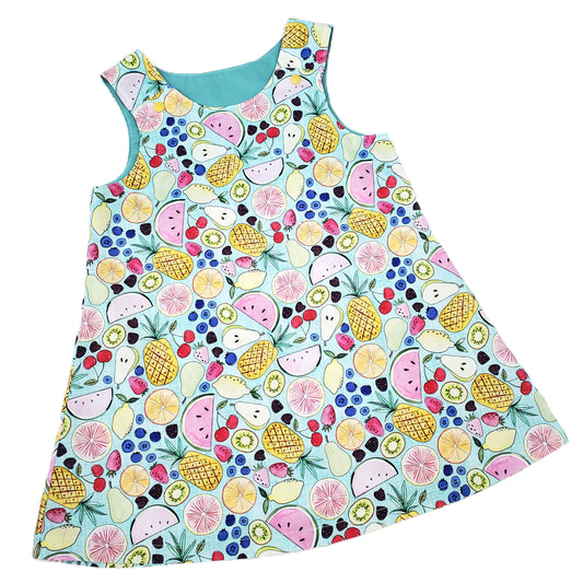 Organic Girl's & Toddler Dress in Summer Fruit Print
