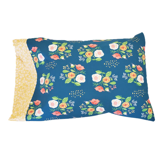 Blue Floral Organic Cotton Pillowcases in a Variety of Sizes