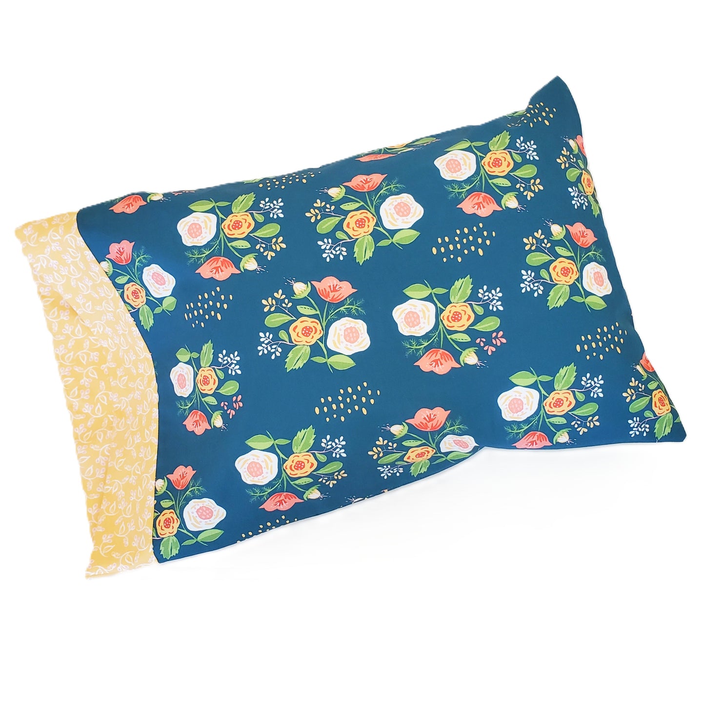 Blue Floral Organic Cotton Pillowcases in a Variety of Sizes