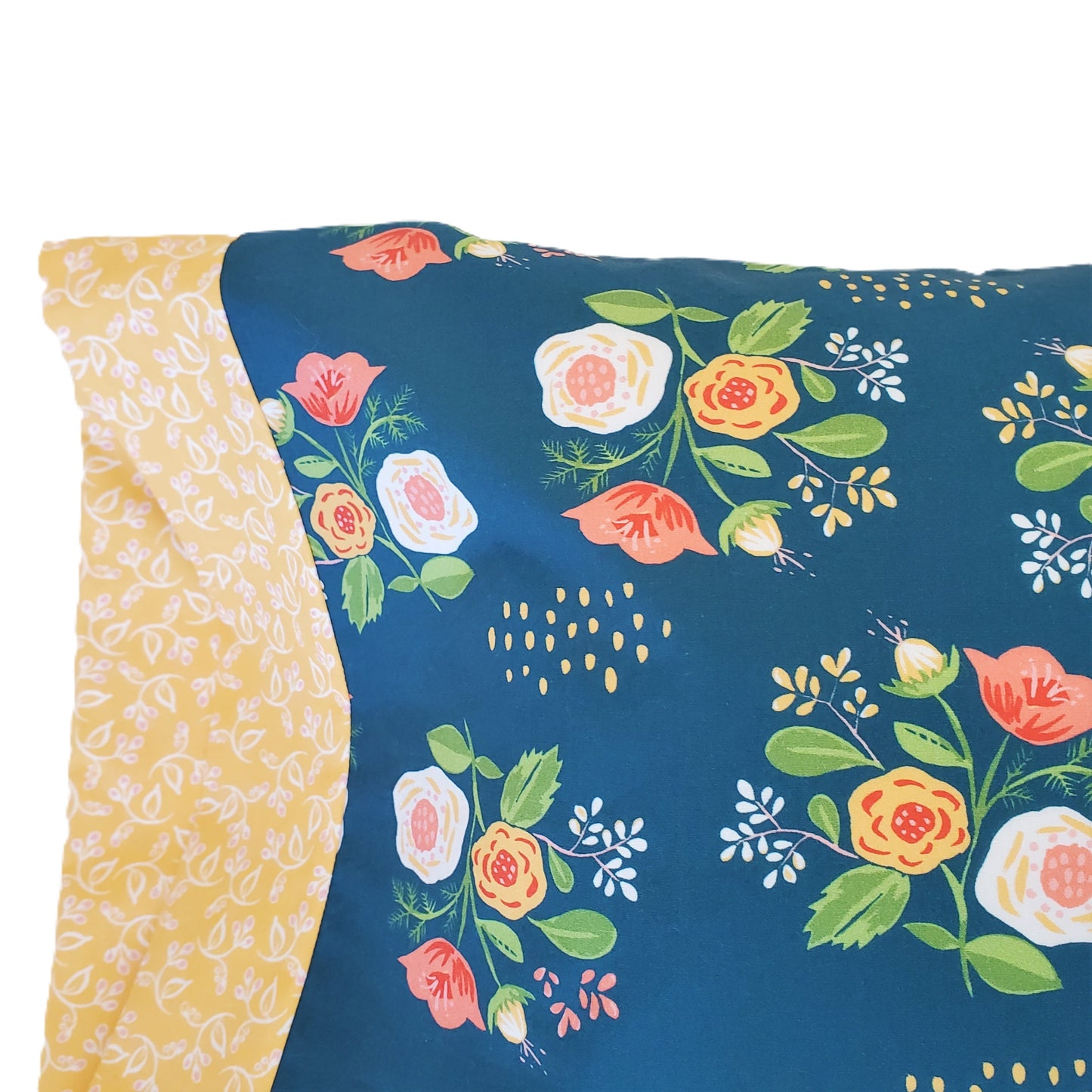 Blue Floral Organic Cotton Pillowcases in a Variety of Sizes