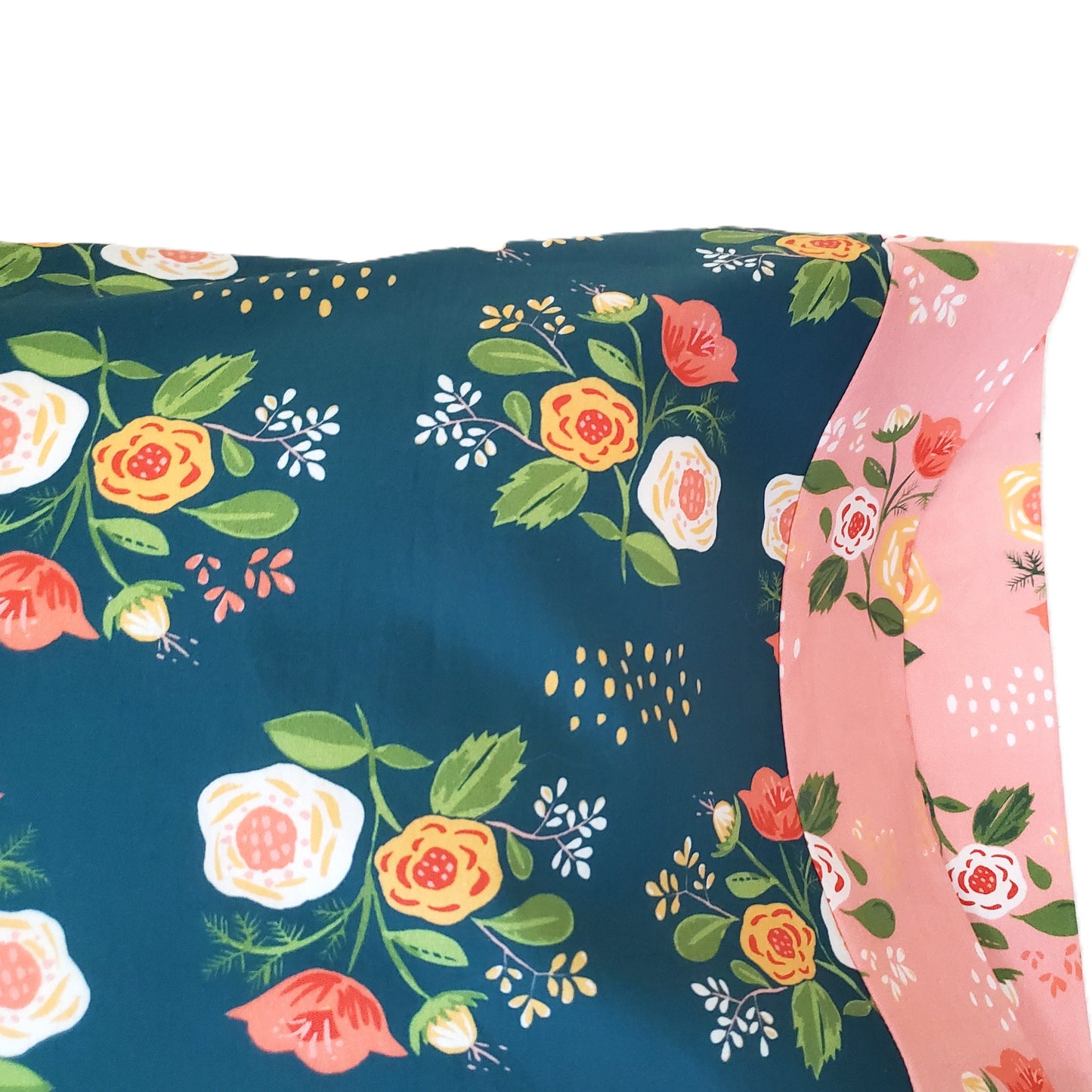 Blue Floral Organic Cotton Pillowcases in a Variety of Sizes