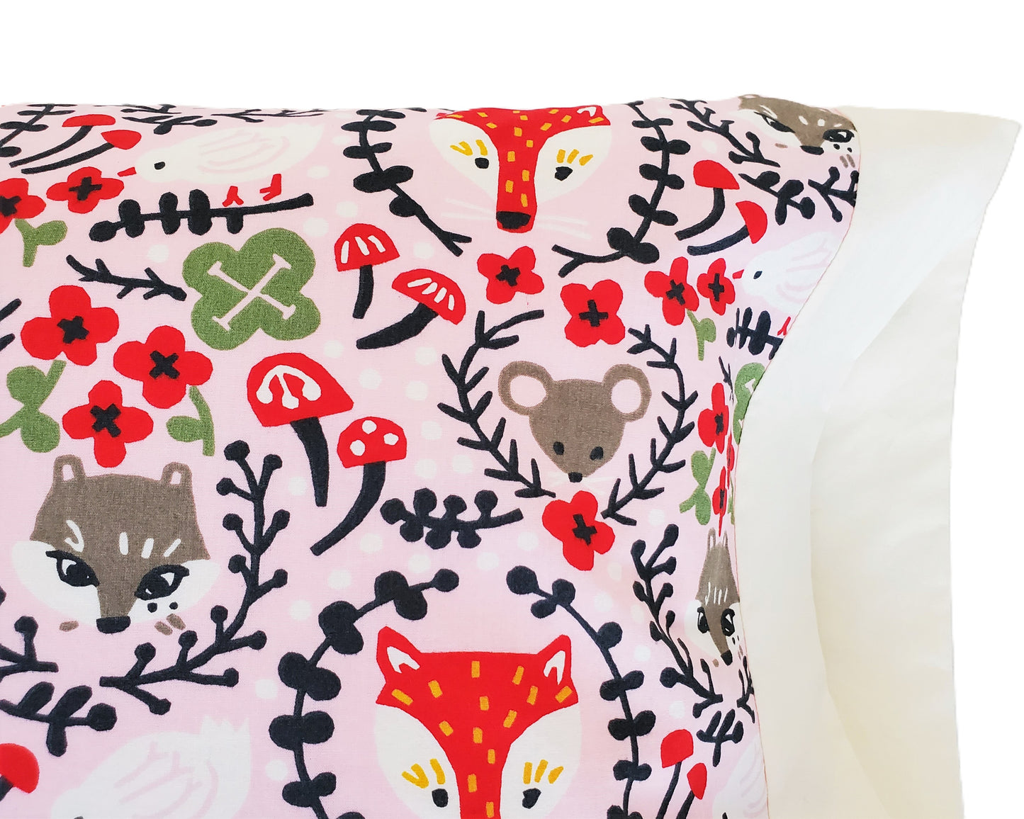 Foxes & Woodland Animal Pillowcases in Organic Cotton and a Variety of Sizes