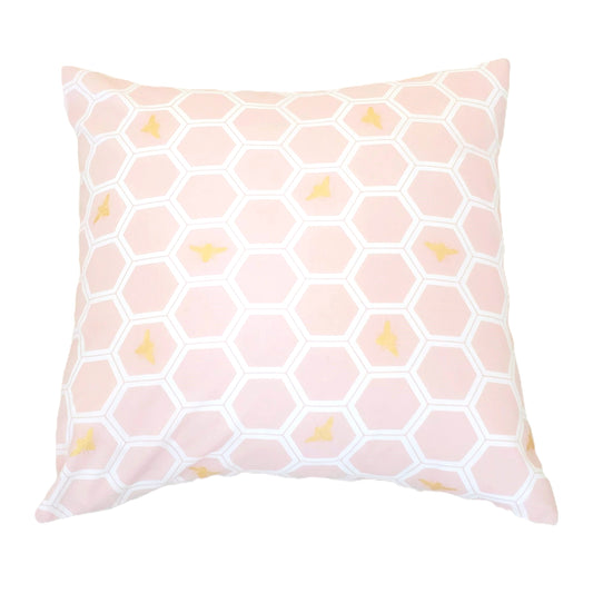 Organic Accent Pillow Cover with Metallic Gold Bees & Honeycomb