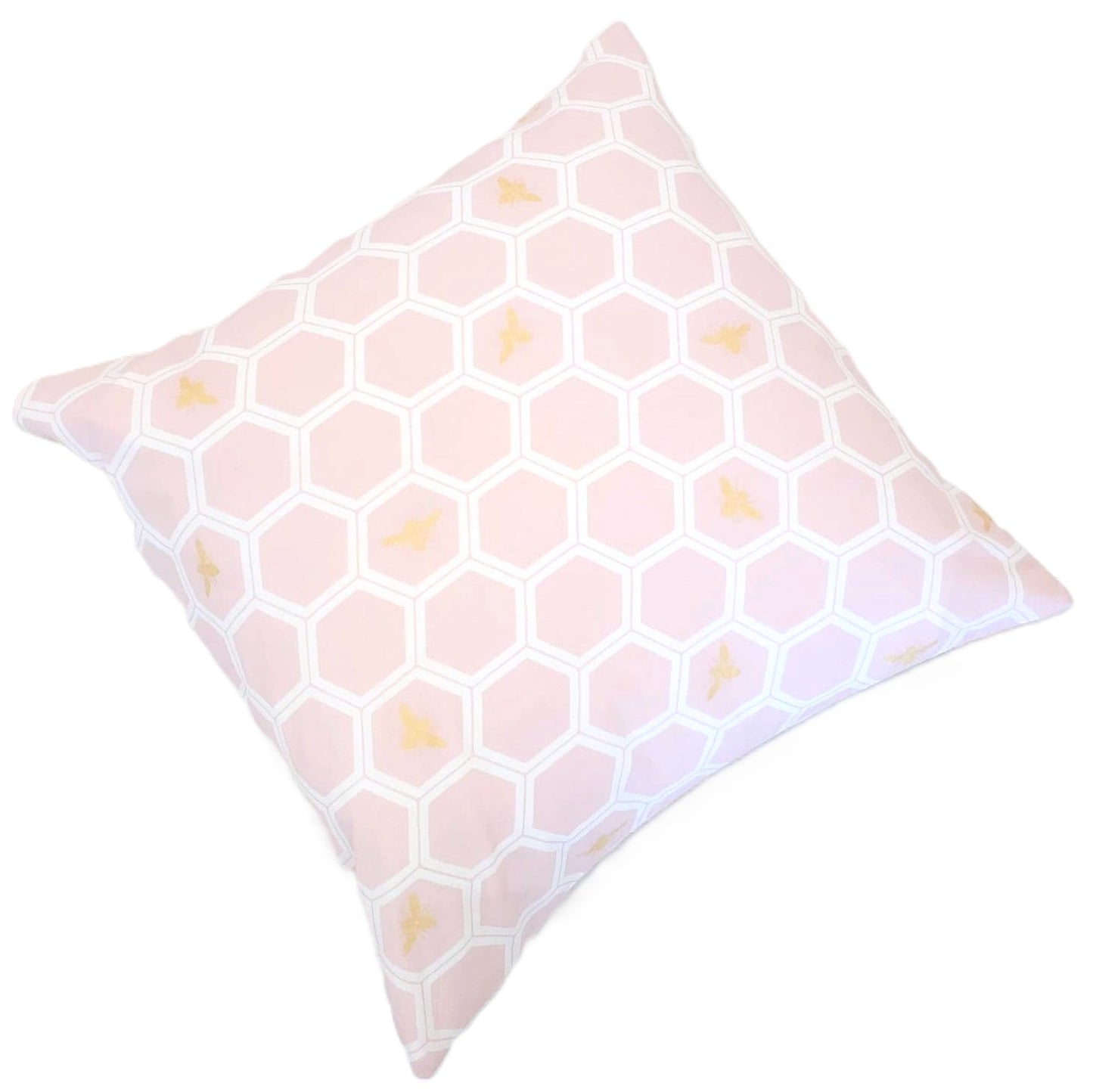 Organic Accent Pillow Cover with Metallic Gold Bees & Honeycomb