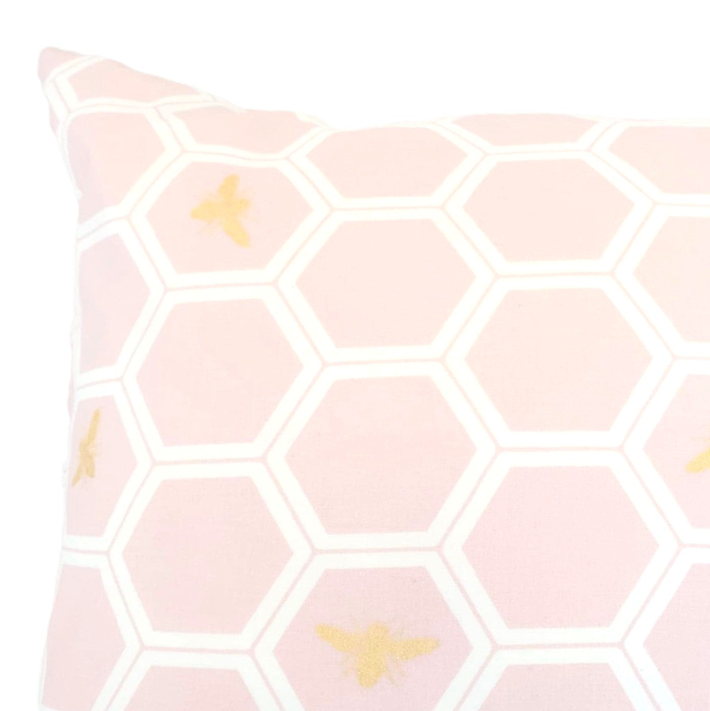 Organic Accent Pillow Cover with Metallic Gold Bees & Honeycomb