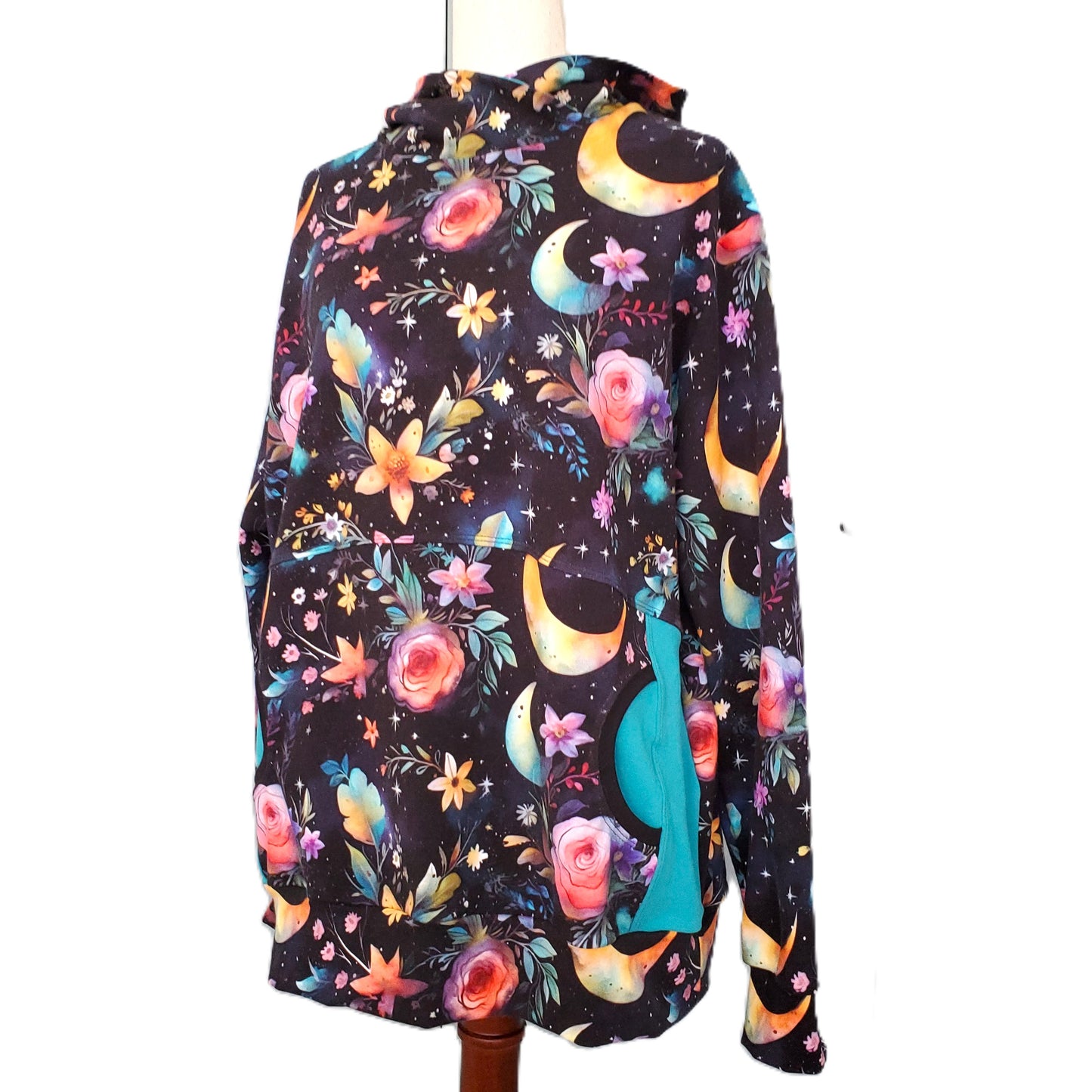 Moon, Stars and Floral Hoodie for Women