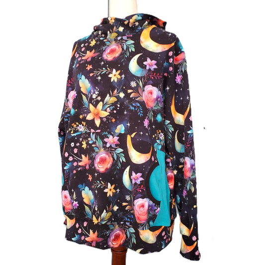 Moon, Stars and Floral Hoodie for Women