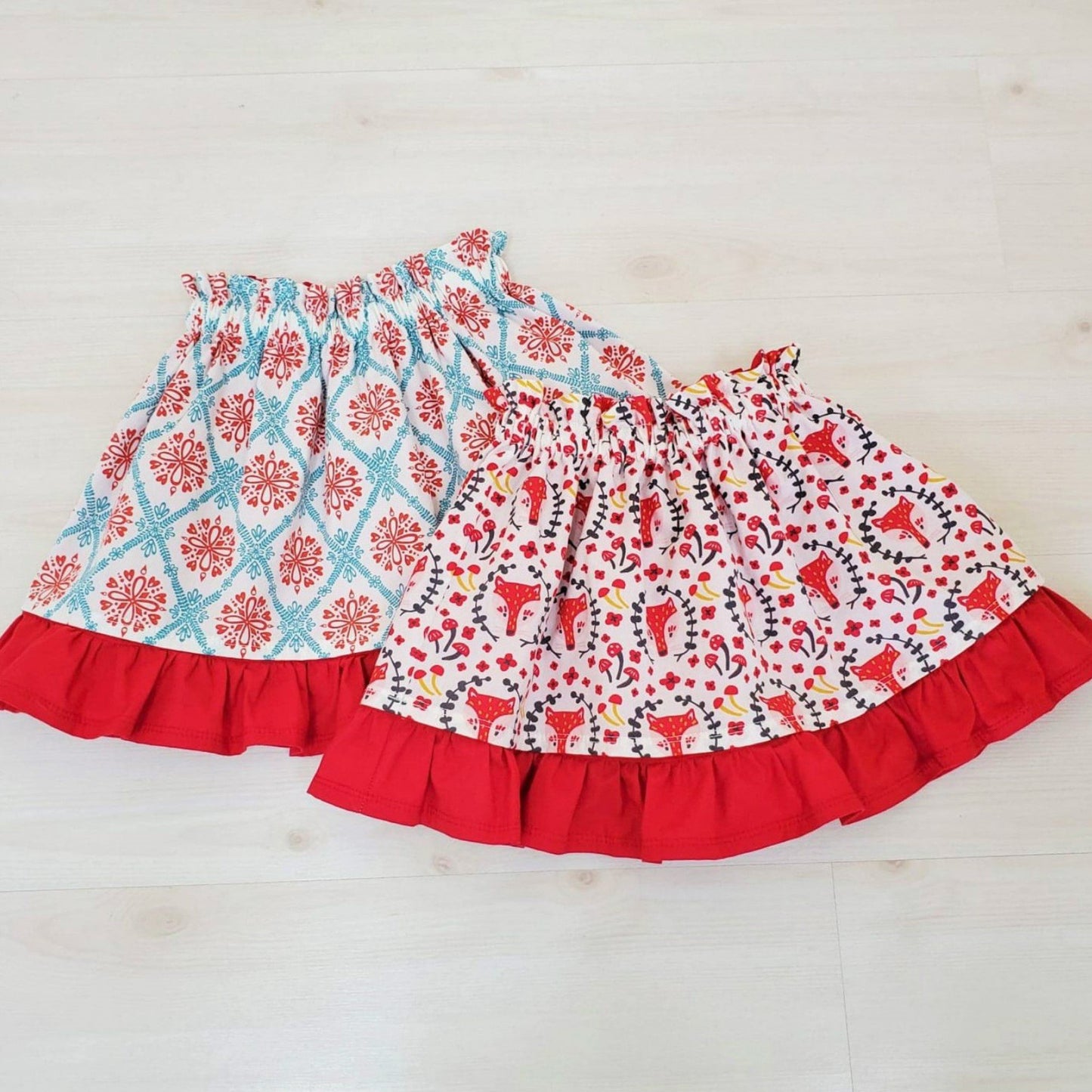 Organic Girl's Skirt - Toddler Skirt - Foxes - Floral