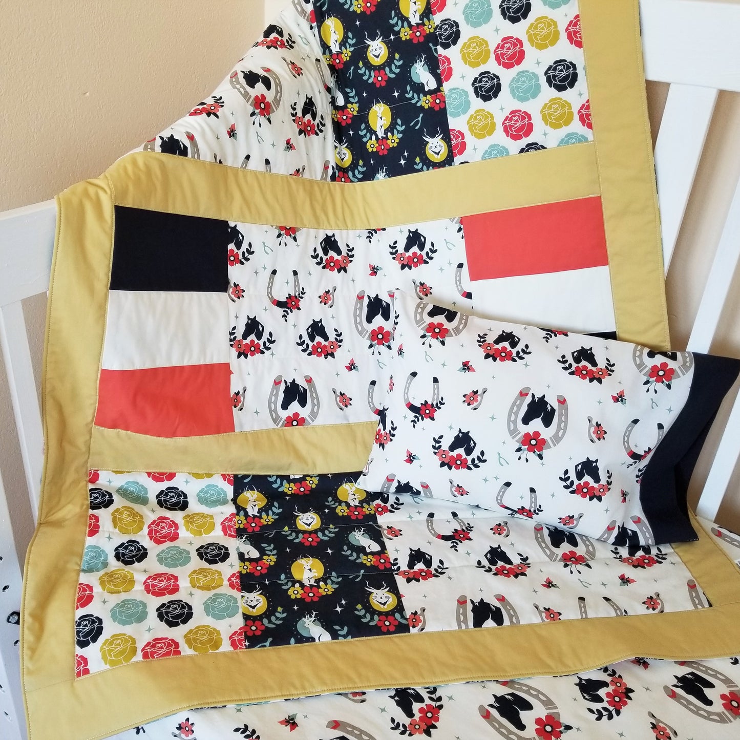 Organic Baby & Toddler Quilt with Horses