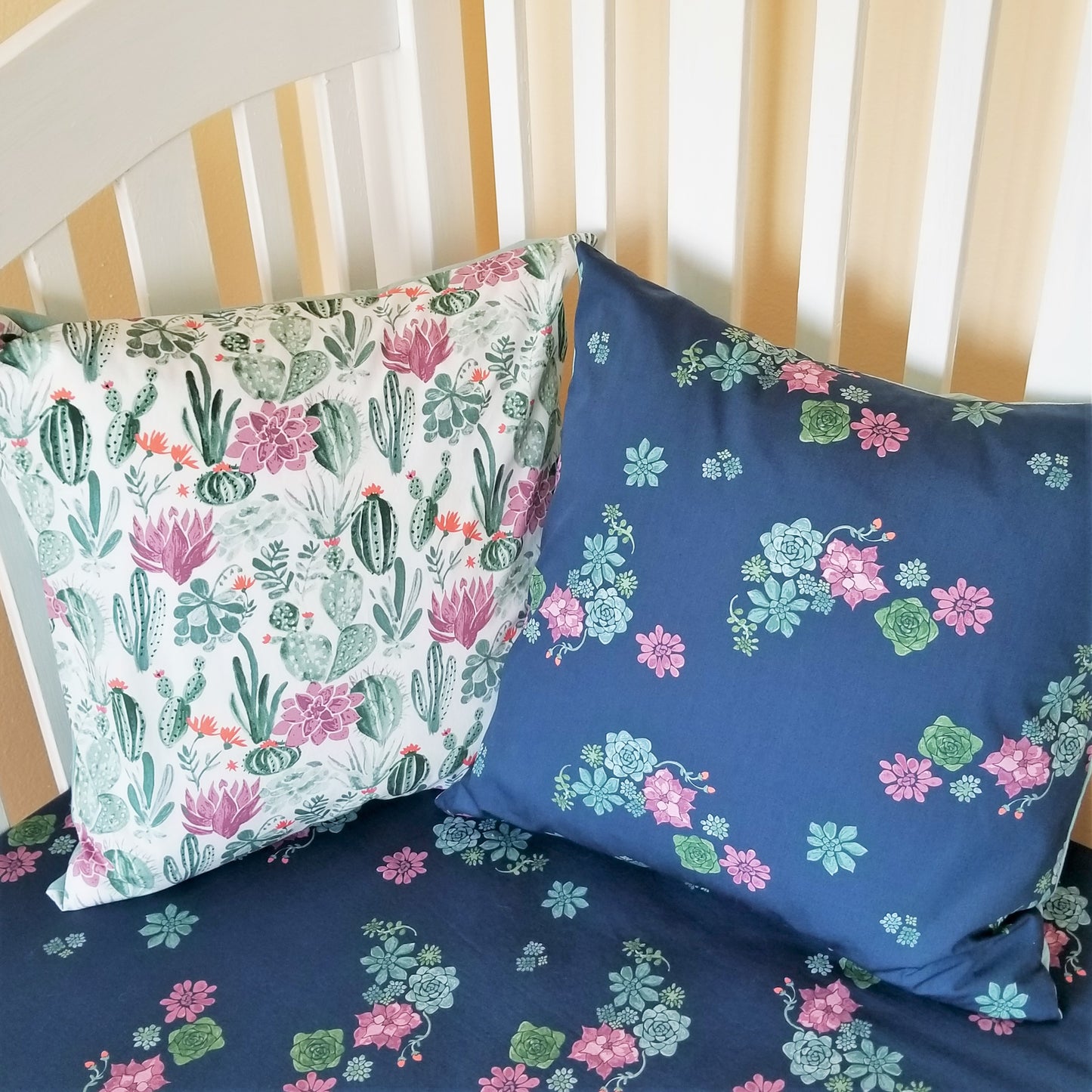 Organic Cotton Accent Pillow Cover in Succulent & Floral Prints