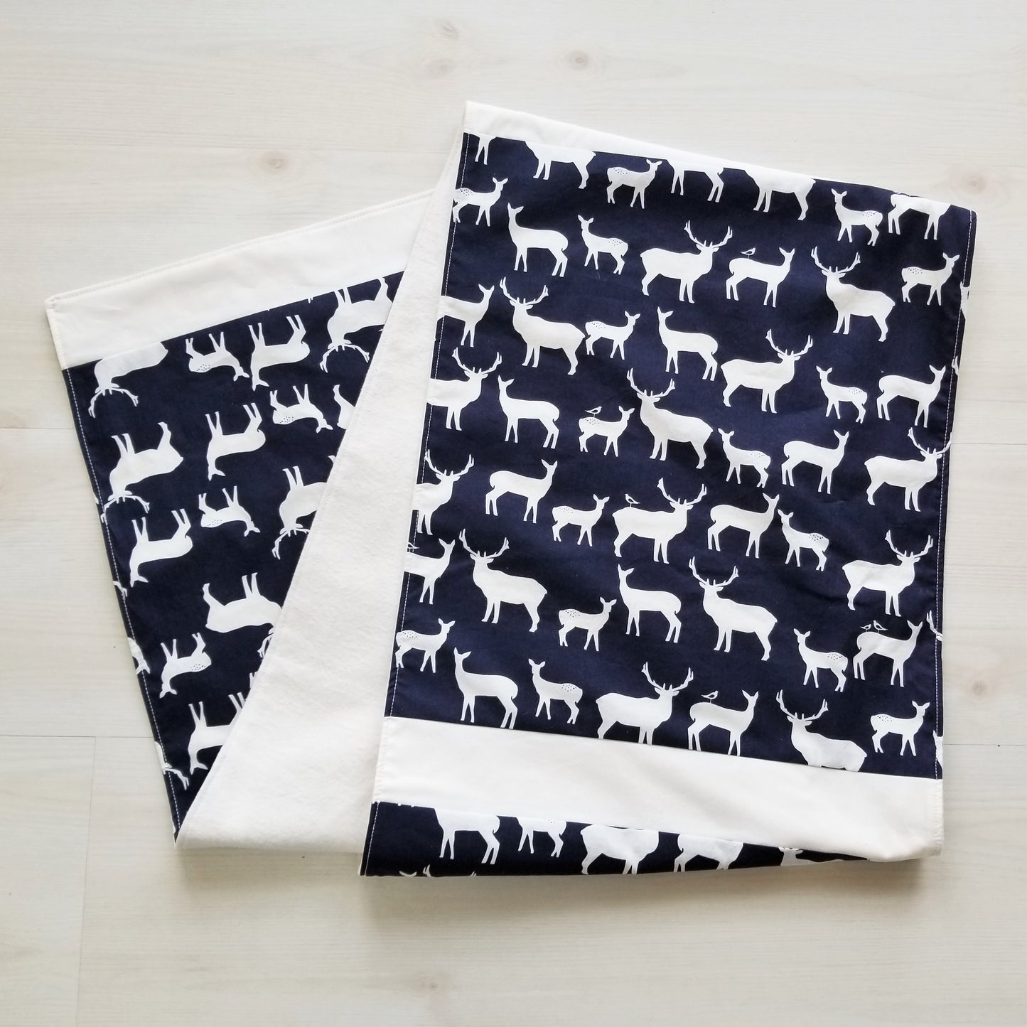 Rustic Organic Cotton Table Runner with Elk