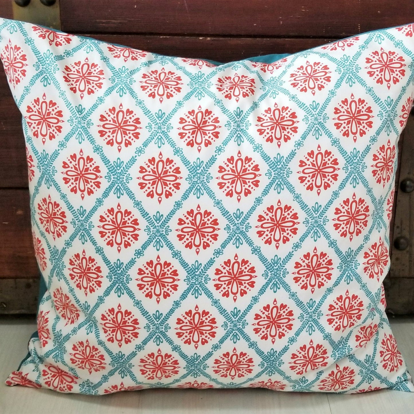 Organic Accent Pillow Cover with Hearts and Flowers