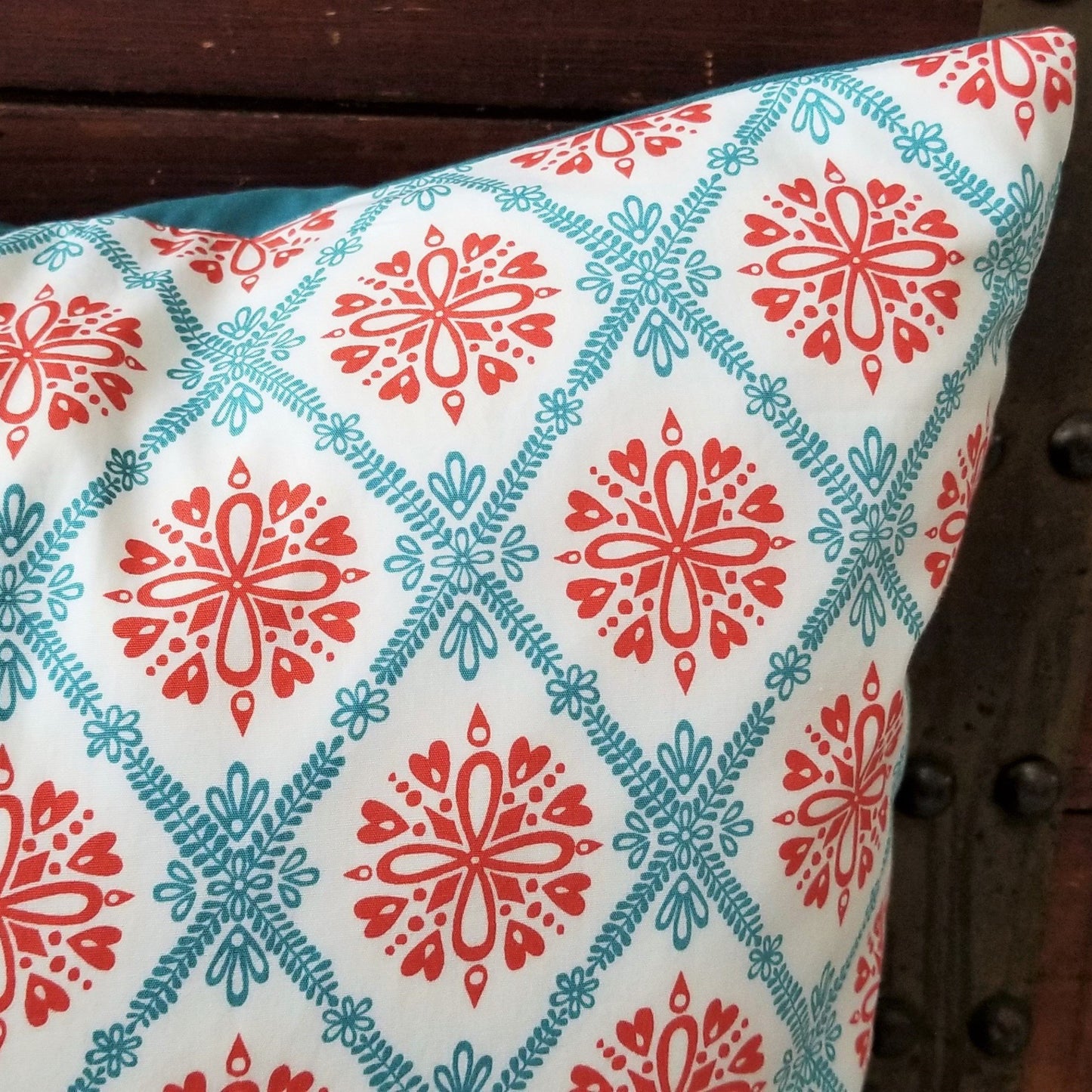 Organic Accent Pillow Cover with Hearts and Flowers