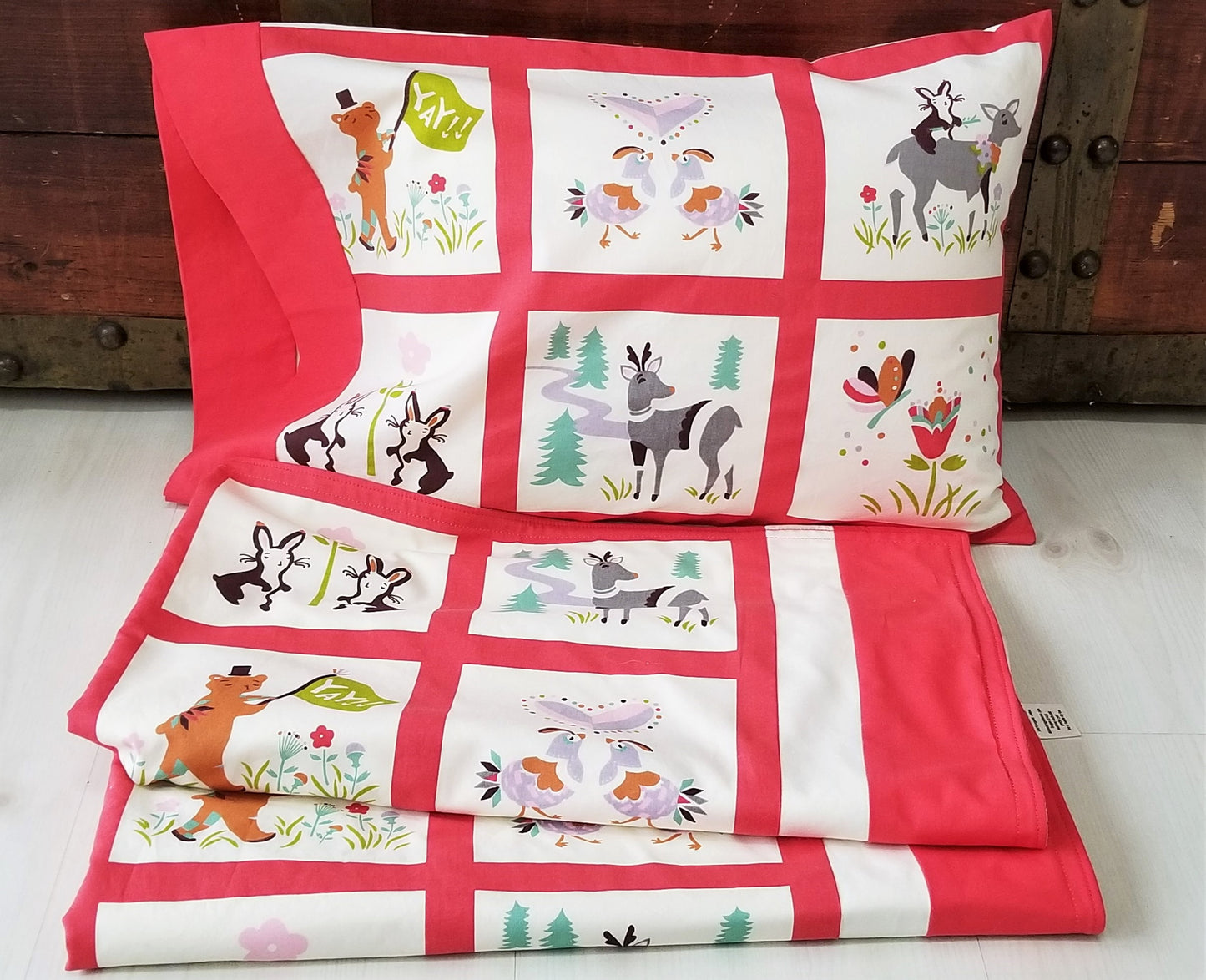 Organic Baby Blanket with Chickens, Deer & More