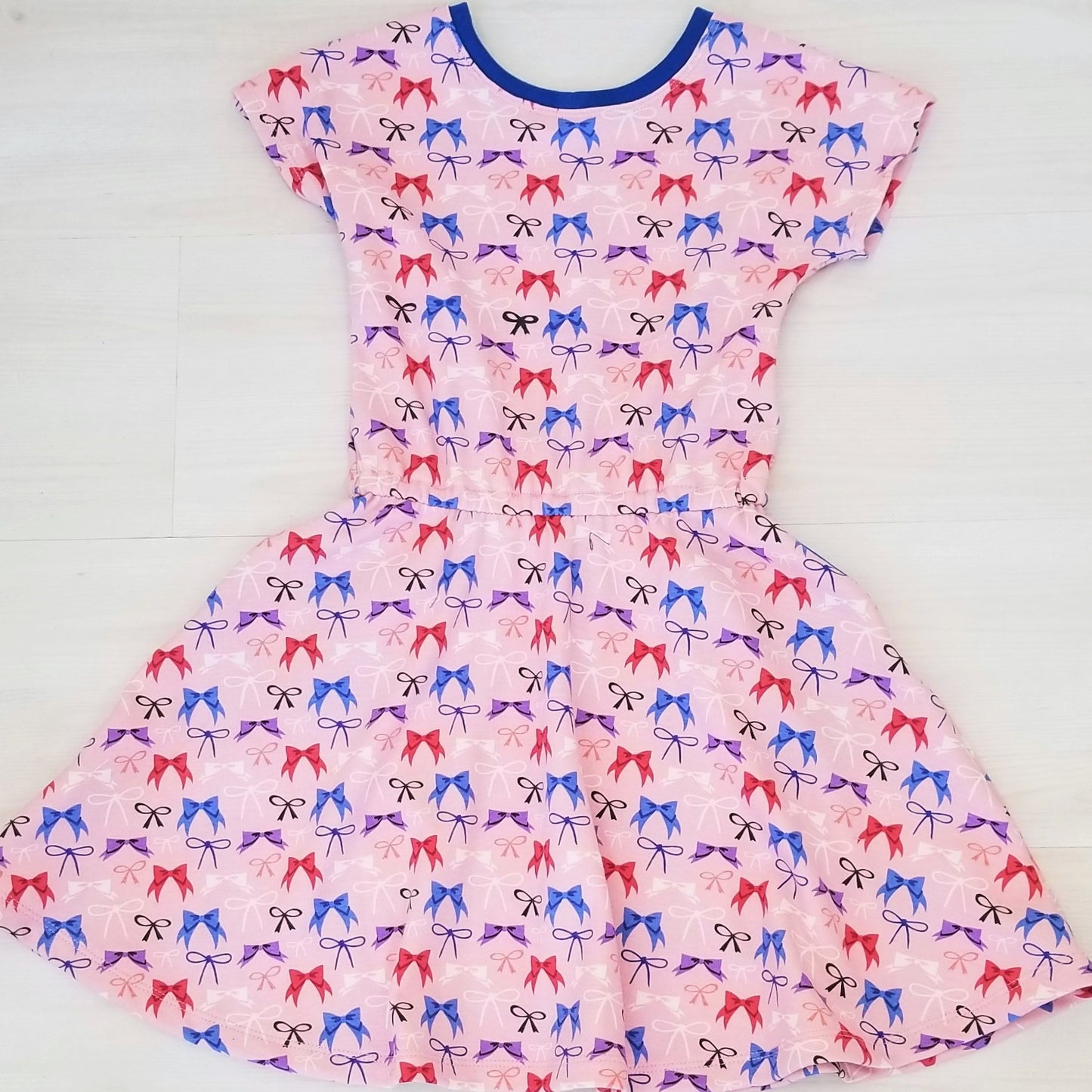 Girls Pink Dress with Bows in Organic Cotton
