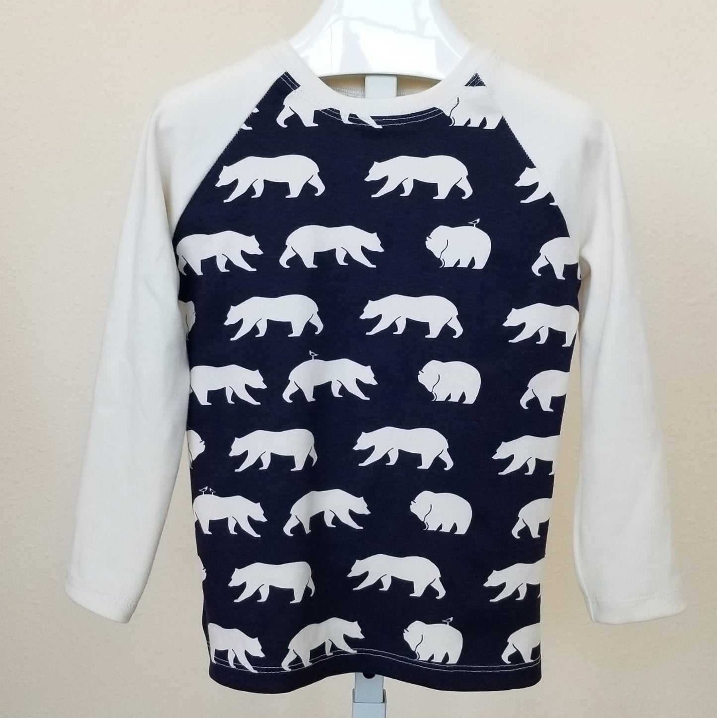 Organic Boy's Raglan Tee Shirt - Toddler Raglan - Unisex Tee Shirt - Polar Bears